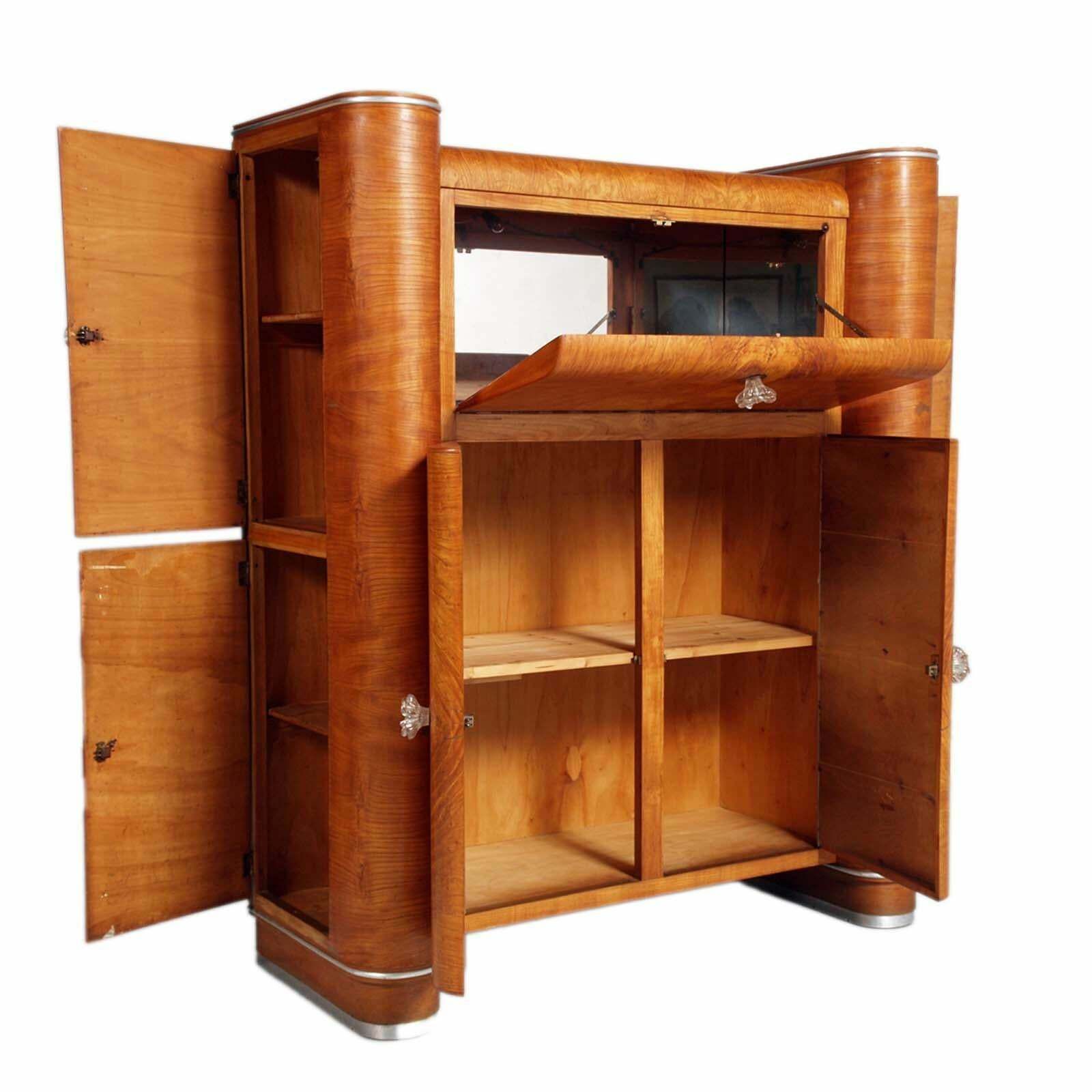 1940s Art Decò Rounded Cabinet Dry Bar Sideboard By A. Fallica For A. Liporesi photo furniture