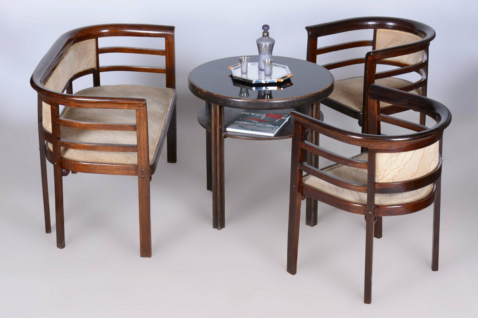 Restored Art Deco Seating Set, By J. Hoffmann, Wiener Werkstätte, Czech, 1910s photo vinterior
