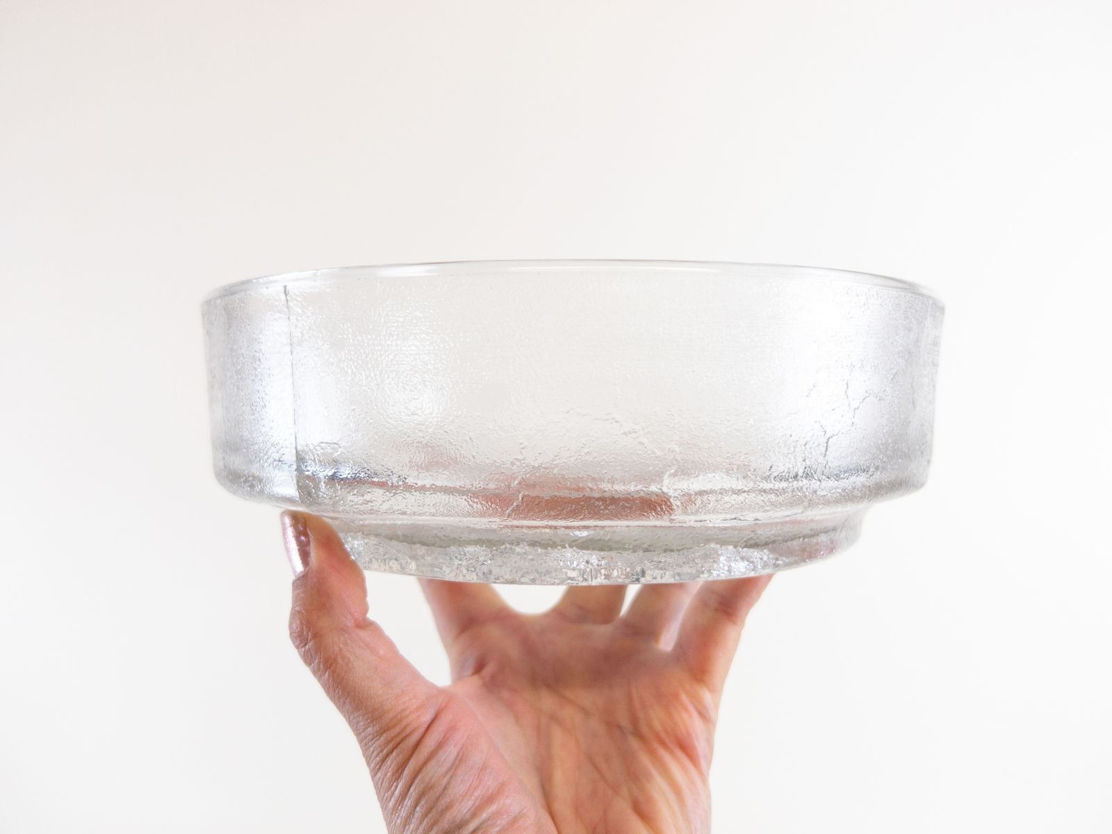 Retro Glass Bowl Set By Walther Glass   "On The Rocks" Dessert Or Salad Bowls   Made In Germany photo for sale