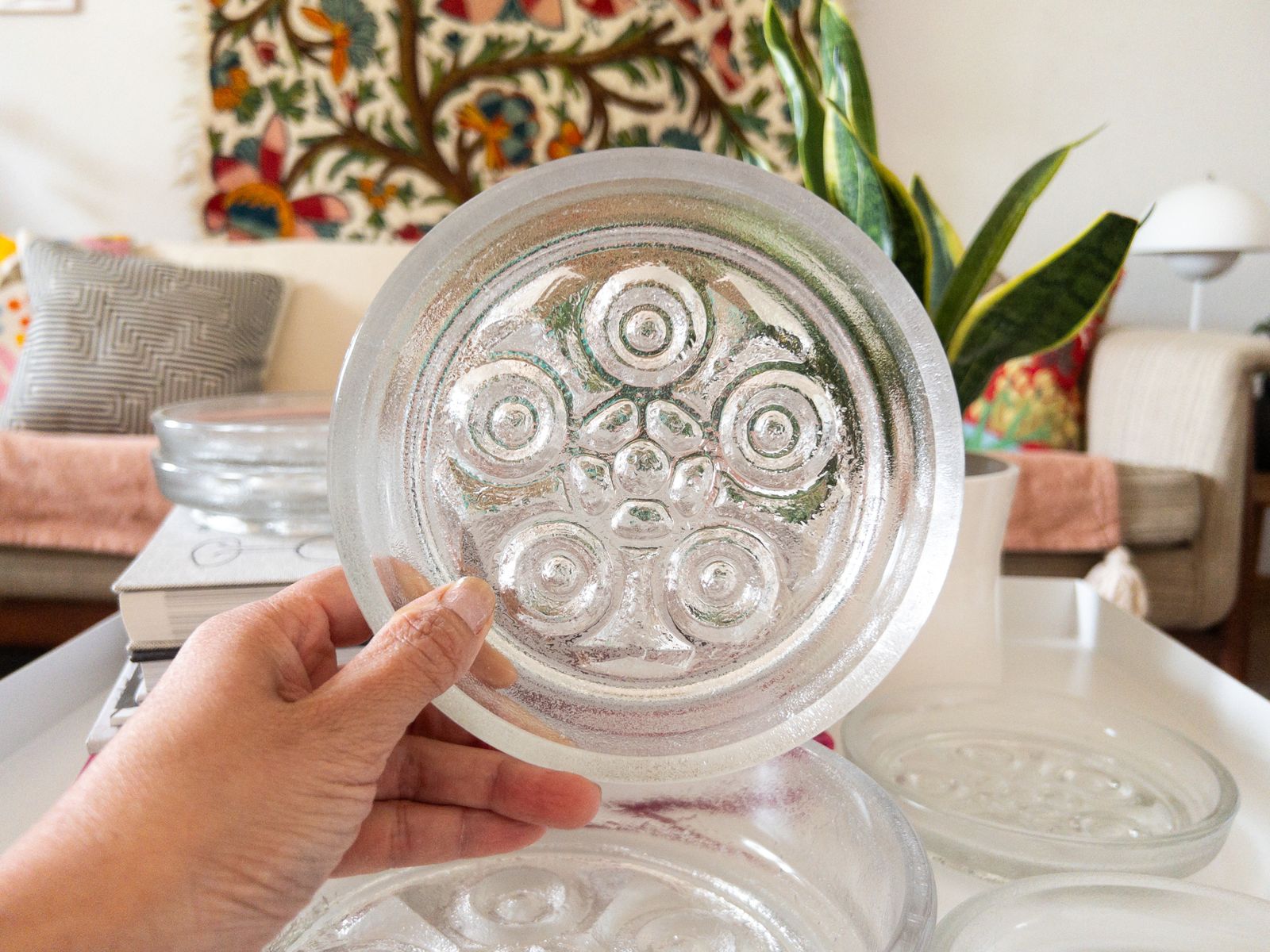 Retro Glass Bowl Set By Walther Glass   "On The Rocks" Dessert Or Salad Bowls   Made In Germany photo Home Decor