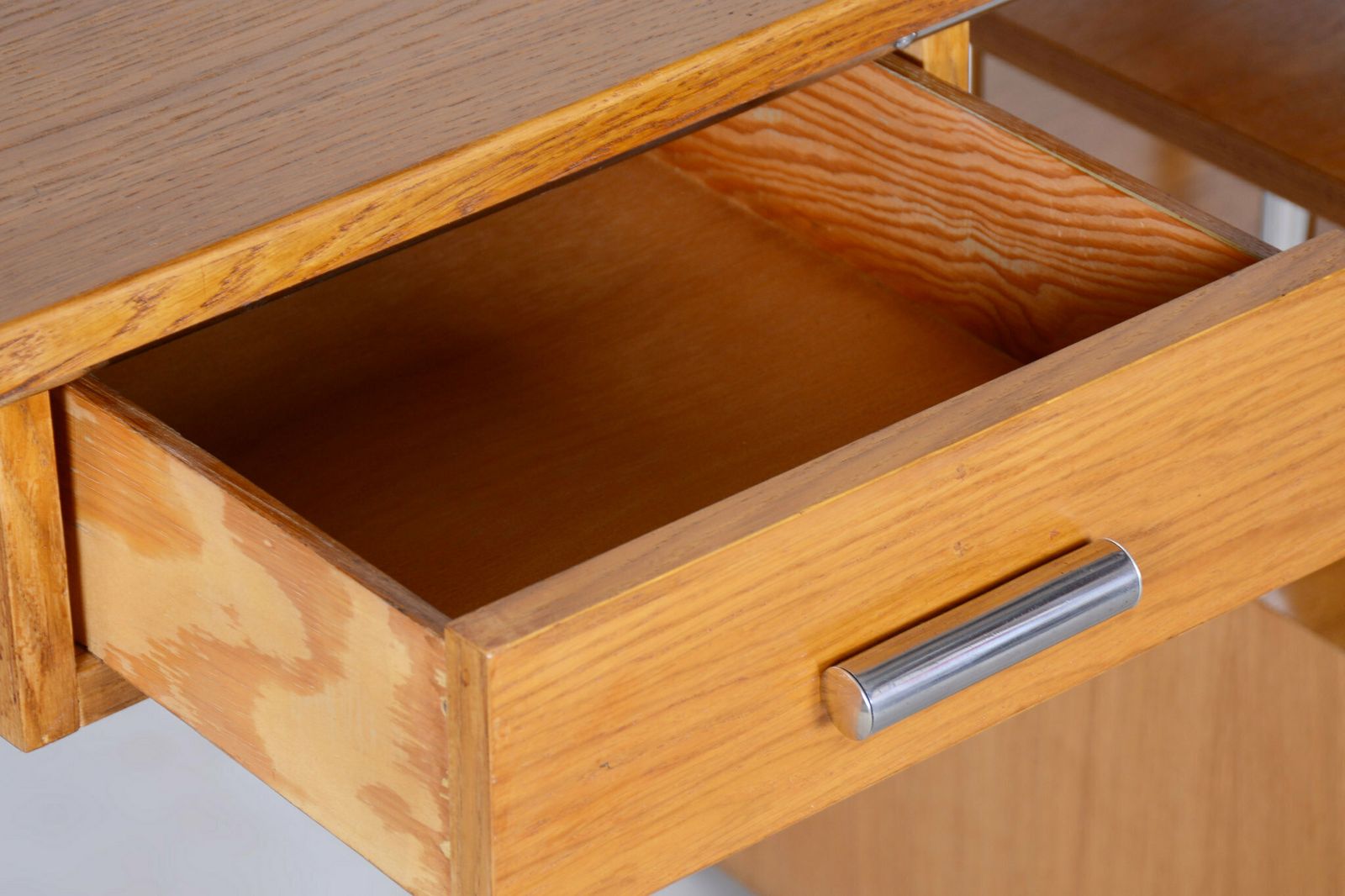 Restored Bauhaus Writing Desk, Oak, Chrome Plated Steel, Germany, 1930s photo buy