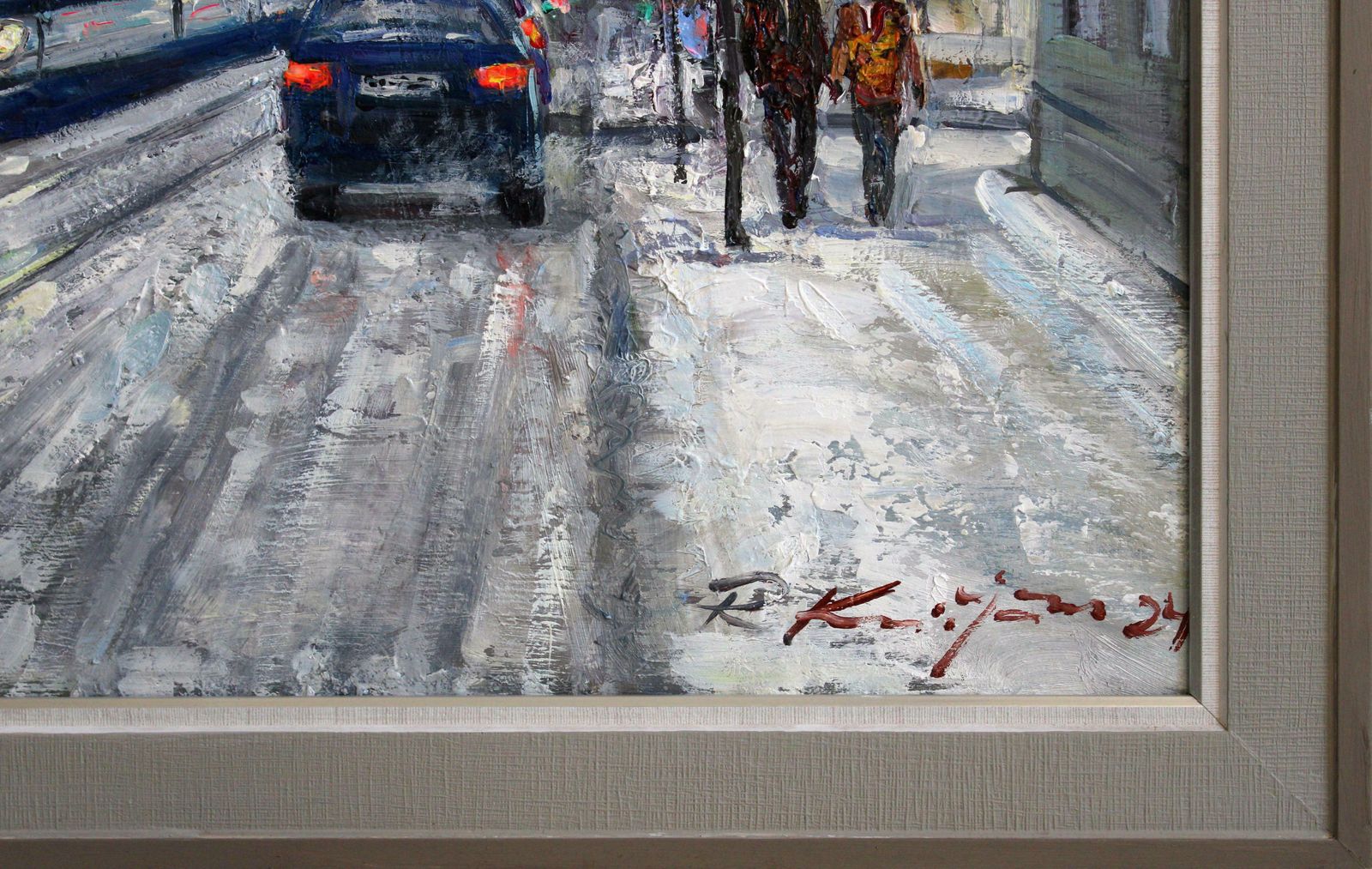 Rolands Krisjans Winter In The City. Oil On Canvas, 73.5x85 Cm photo for sale