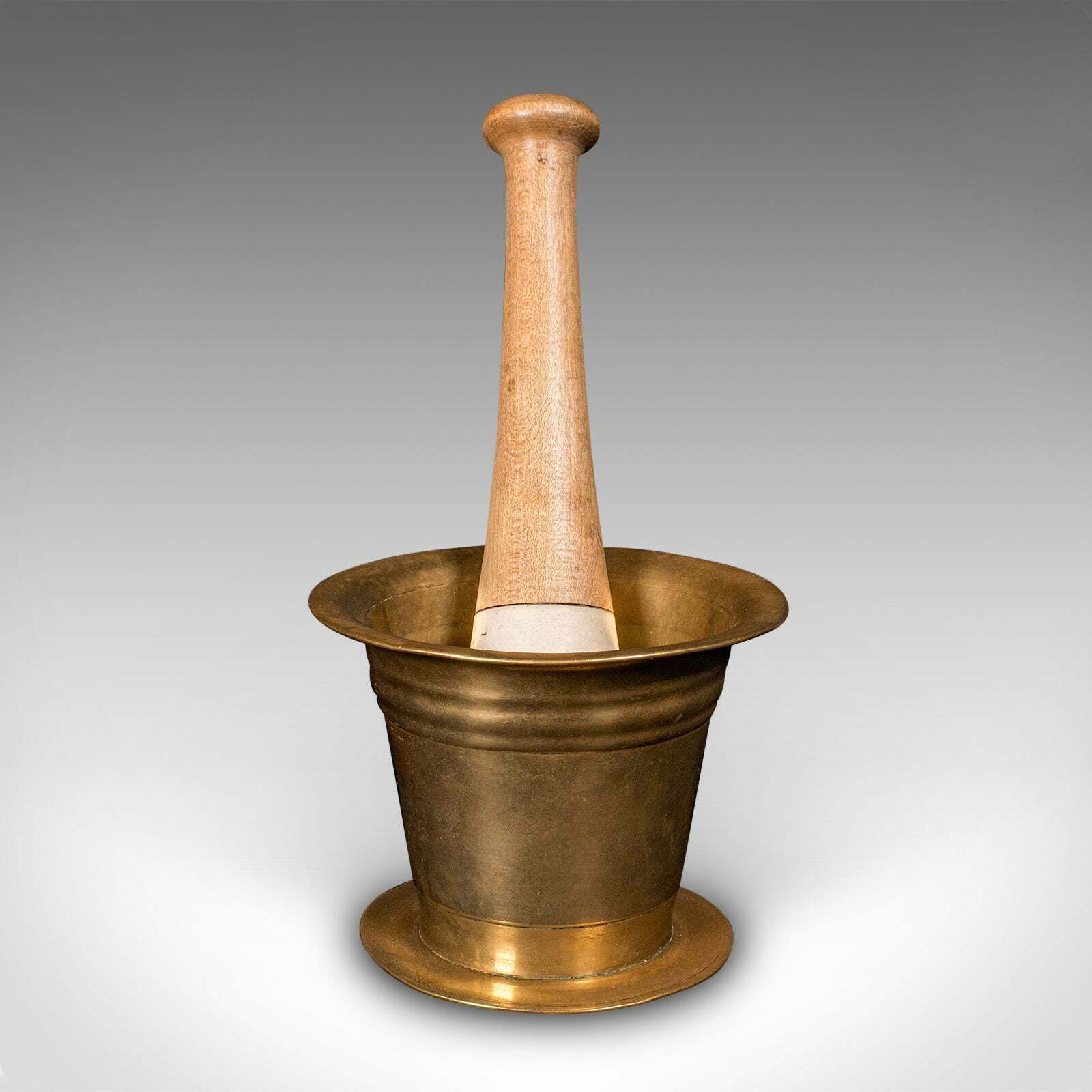Antique Apothecary Mortar And Pestle, English, Bronze, Beech, Chemist, Victorian photo for sale