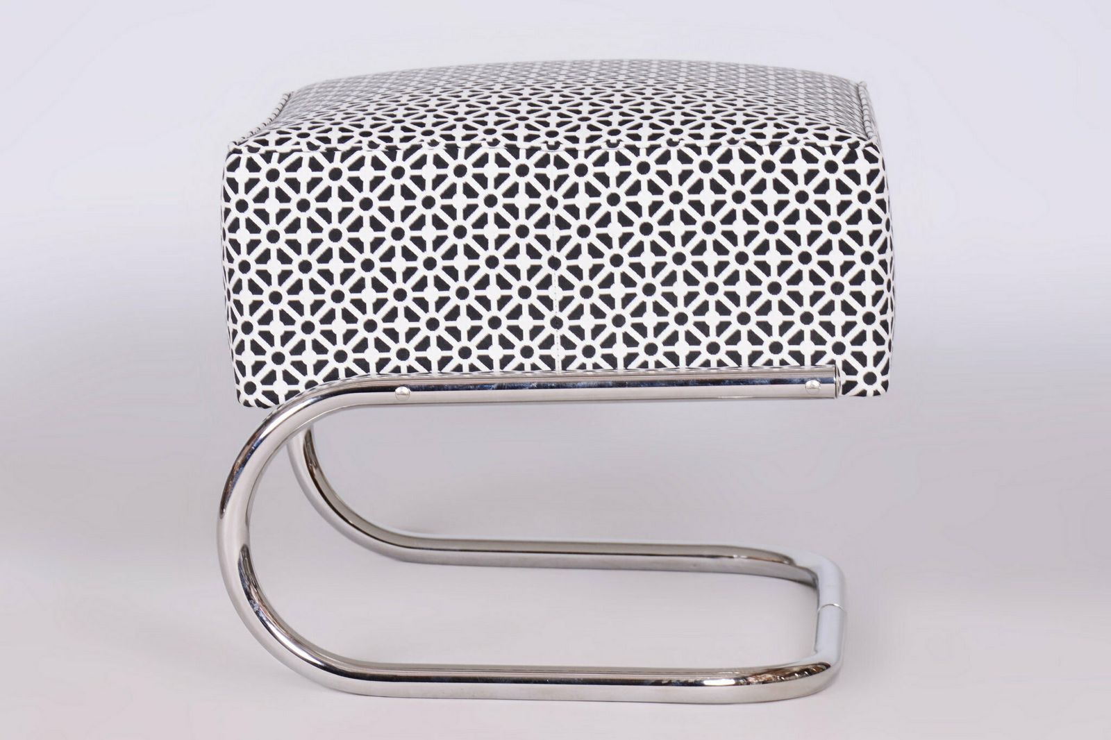 Restored Bauhaus Stool, By Robert Slezák, Chrome Plated Steel, Czech, 1930s photo for sale