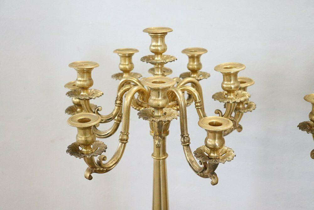 Antique Gilt Bronze Candelabras With Eleven Lights, Late 19th Century, Set Of 2 photo Home Decor