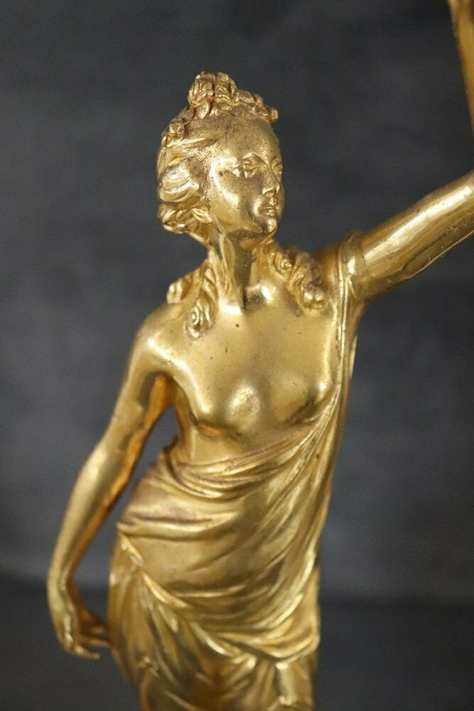 Sculptural Figures, Gilt Bronze On Alabaster Bases, Early 20th Century, Set Of 2 photo vinterior