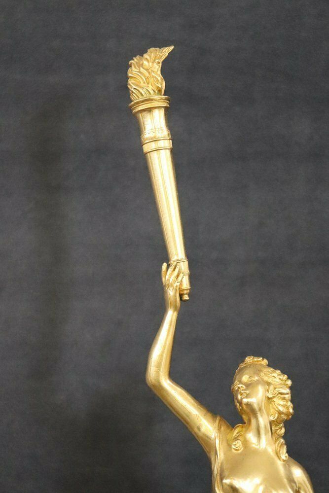 Sculptural Figures, Gilt Bronze On Alabaster Bases, Early 20th Century, Set Of 2 photo vintage