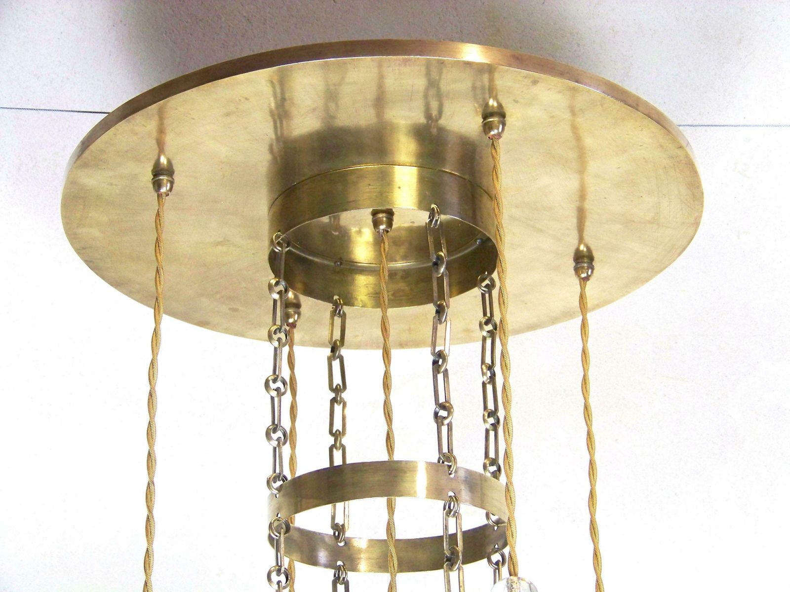 Art Nouveau Chandelier With Iridescent Shade, Loetz photo for sale