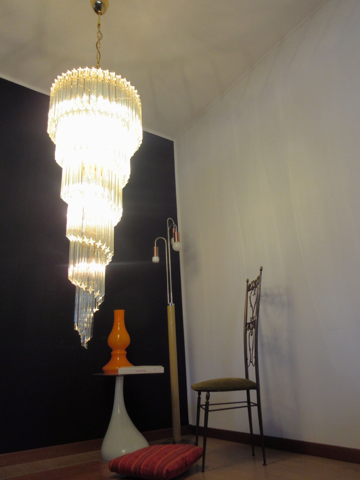 photo buy Huge Murano Chandelier 166 Trasparent Quadriedri Prism   Elena Model