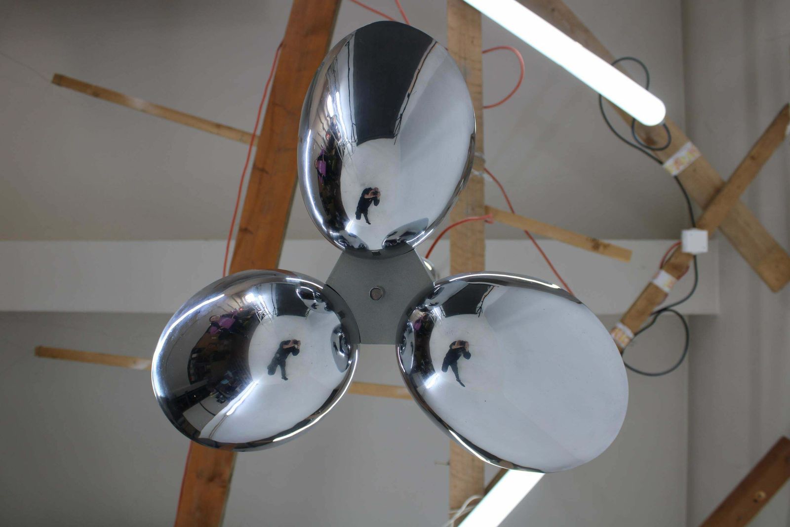1930s Restored Bauhaus Chrome Plated Chandelier By Zukov , Czechoslovakia photo buy