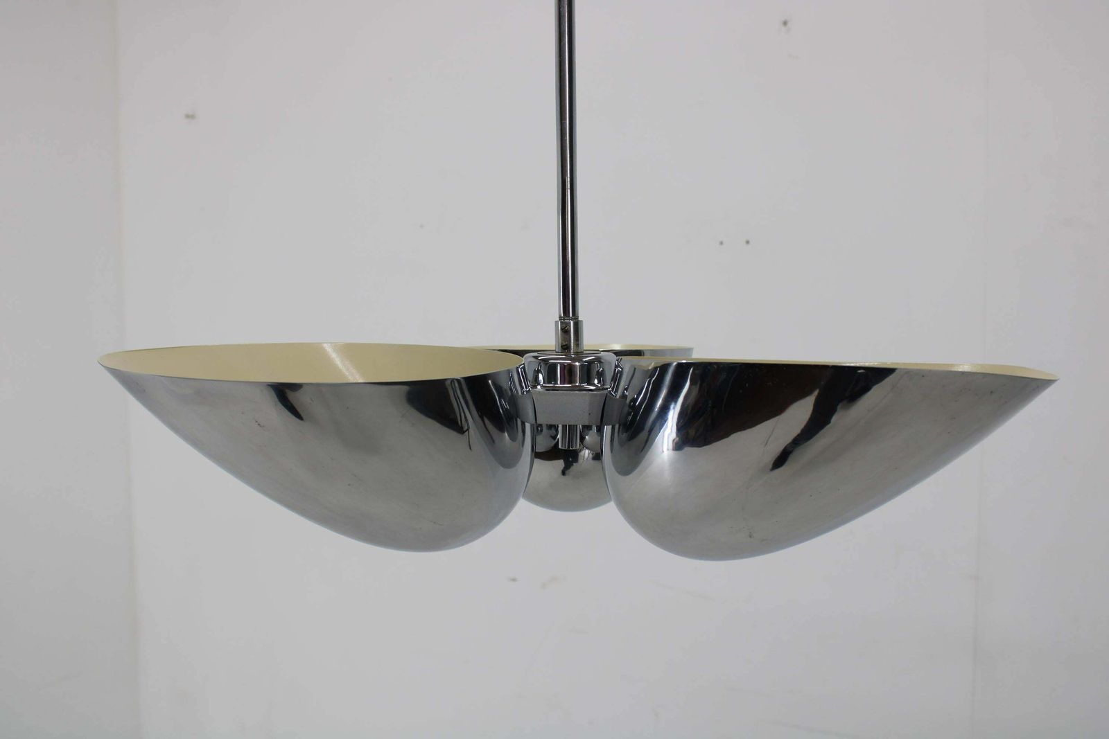 1930s Restored Bauhaus Chrome Plated Chandelier By Zukov , Czechoslovakia photo vintage