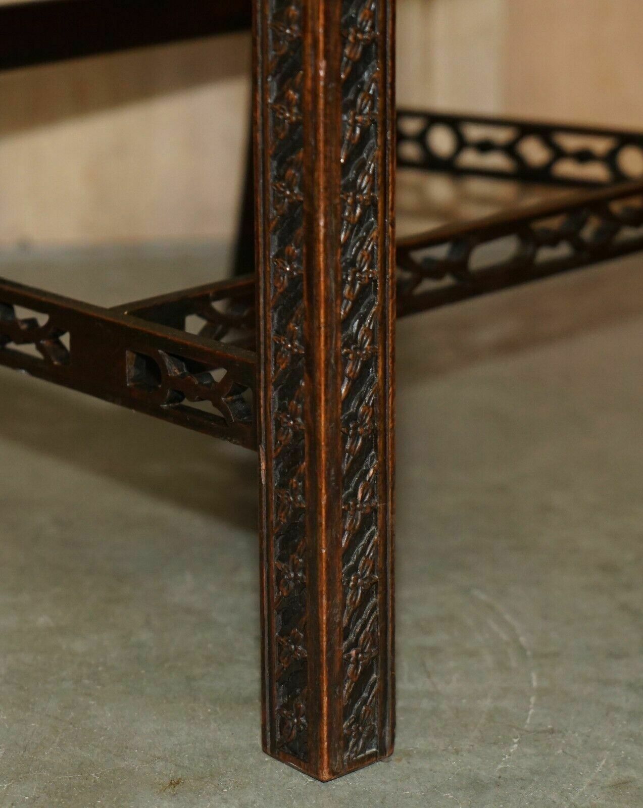 13500.0 Four Antique Colonial Thomas Chippendale Rosewood Fret Work Carved Dining Chairs photo