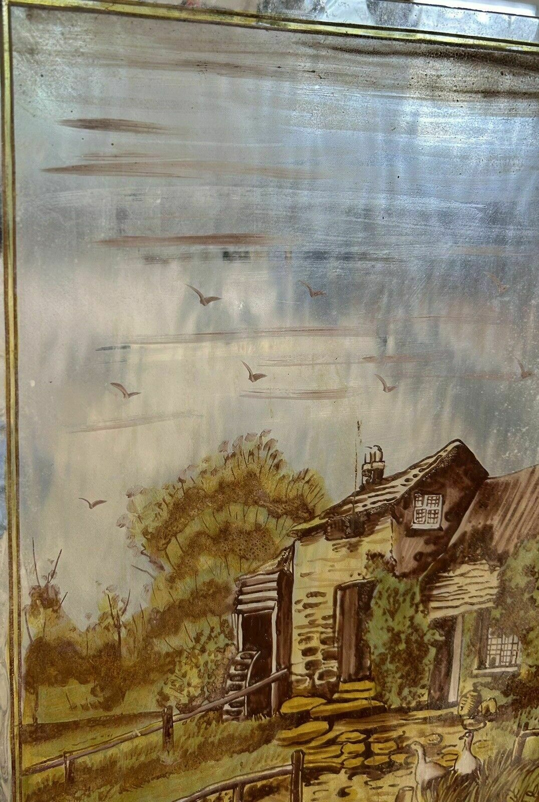 Victorian Stained Glass Hand Painted Pane Panel Old Period Antique Reclaimed photo 207.0