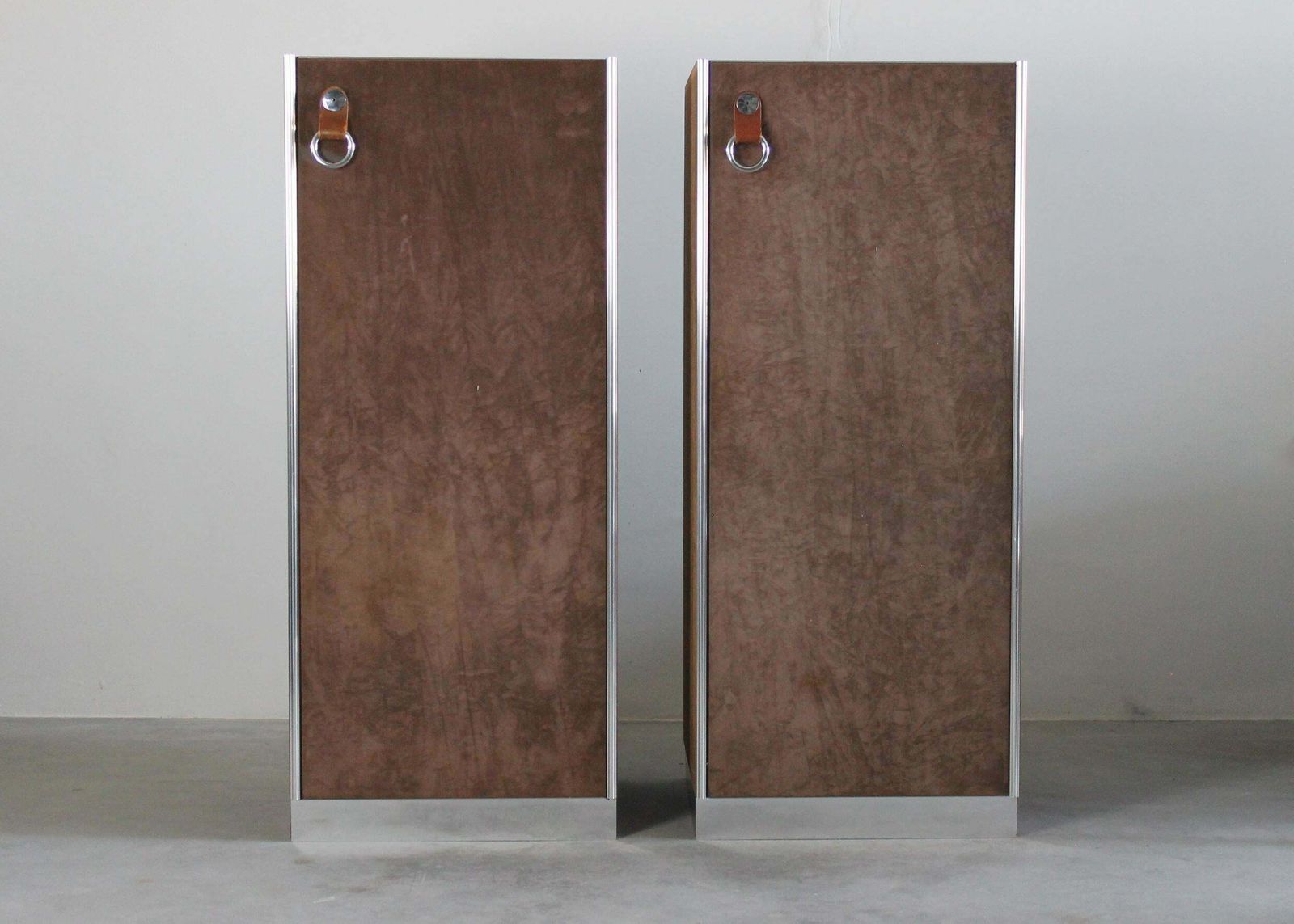 Guido Faleschini Set Of Two Brown Suede Wardrobes By I4mariani 1960s Italy photo furniture