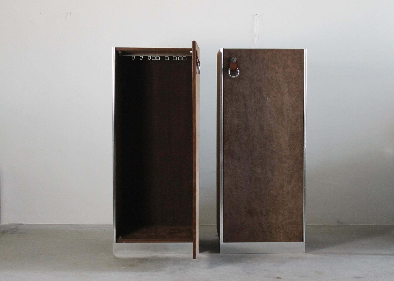 Guido Faleschini Set Of Two Brown Suede Wardrobes By I4mariani 1960s Italy photo for sale