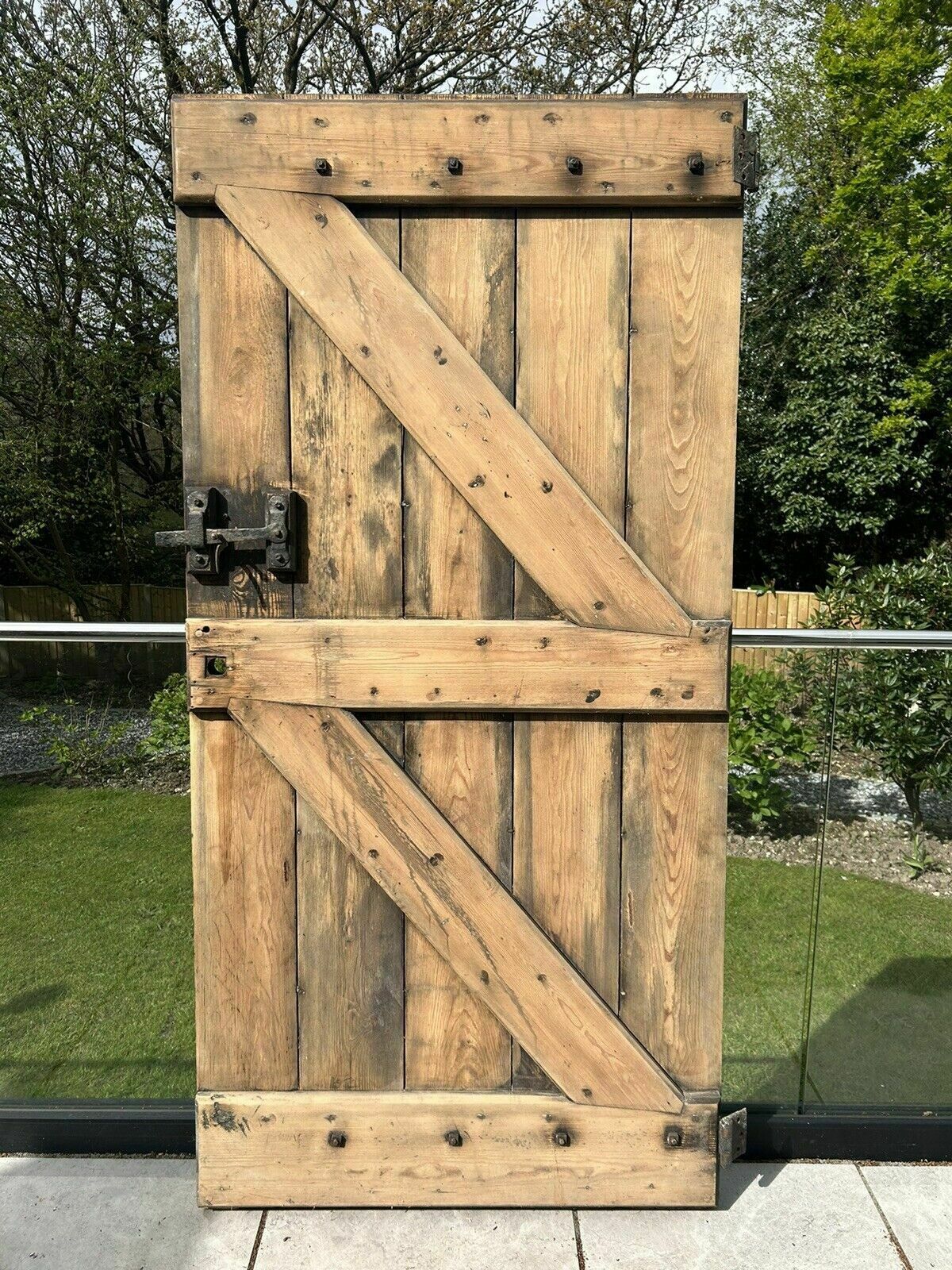 2537.0 Antique 18th Century Front Door Cornish Reclaimed Period Forged Hinges Bolts Old photo