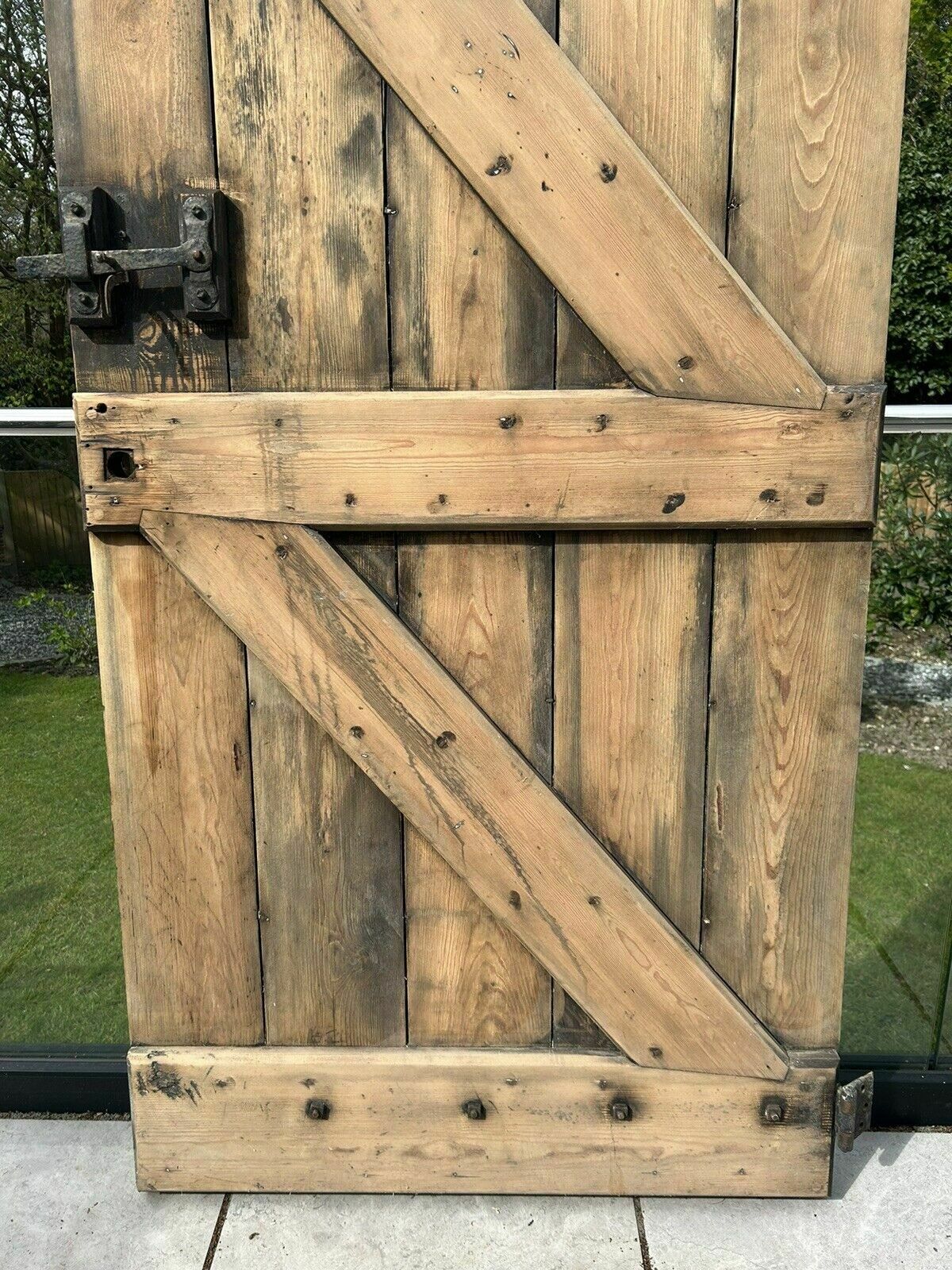 photo vintage Antique 18th Century Front Door Cornish Reclaimed Period Forged Hinges Bolts Old
