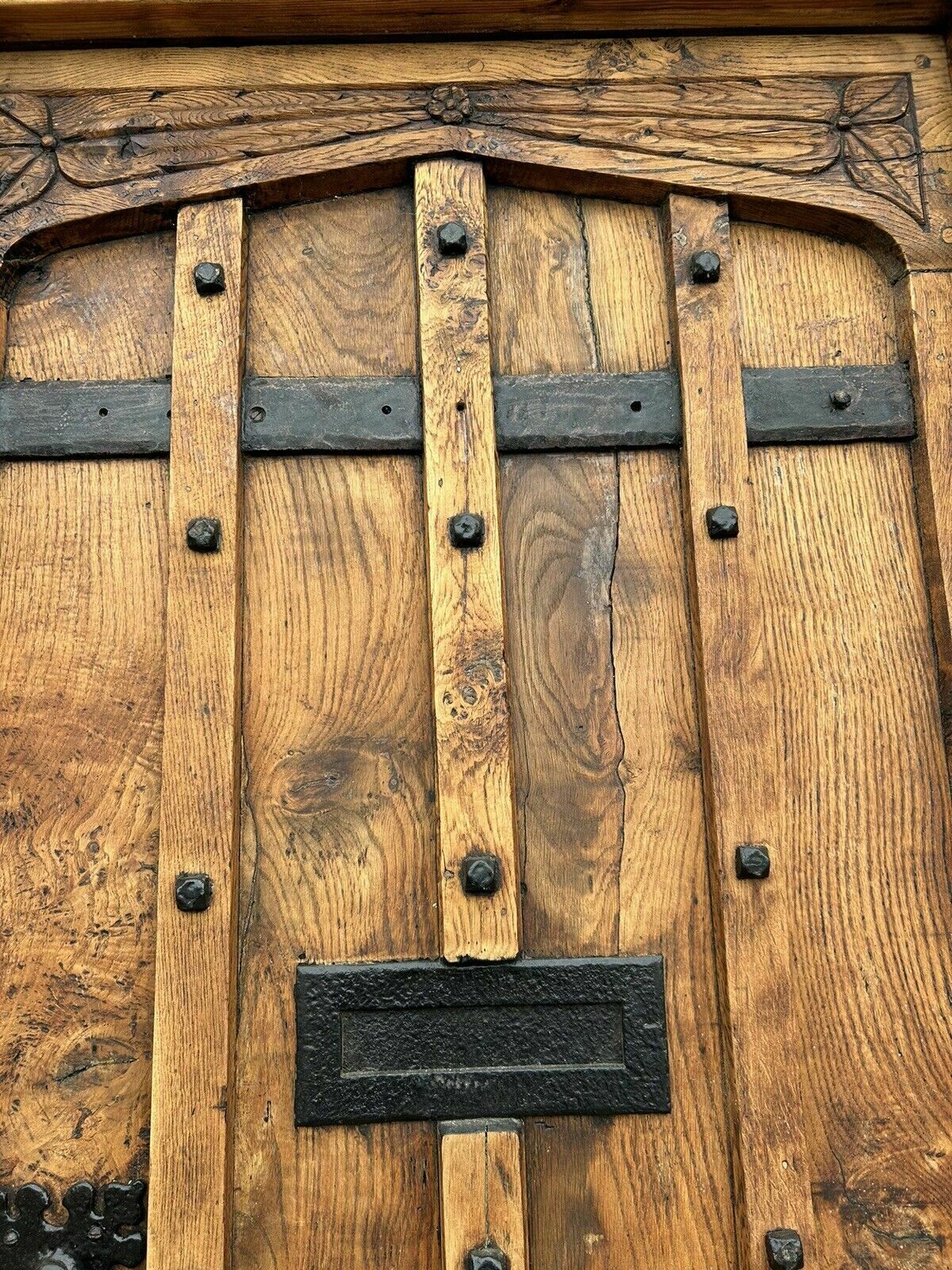 Solid Elm Front Door+Frame Old Period Antique Reclaimed Wood 1700s Rare Refurb photo buy