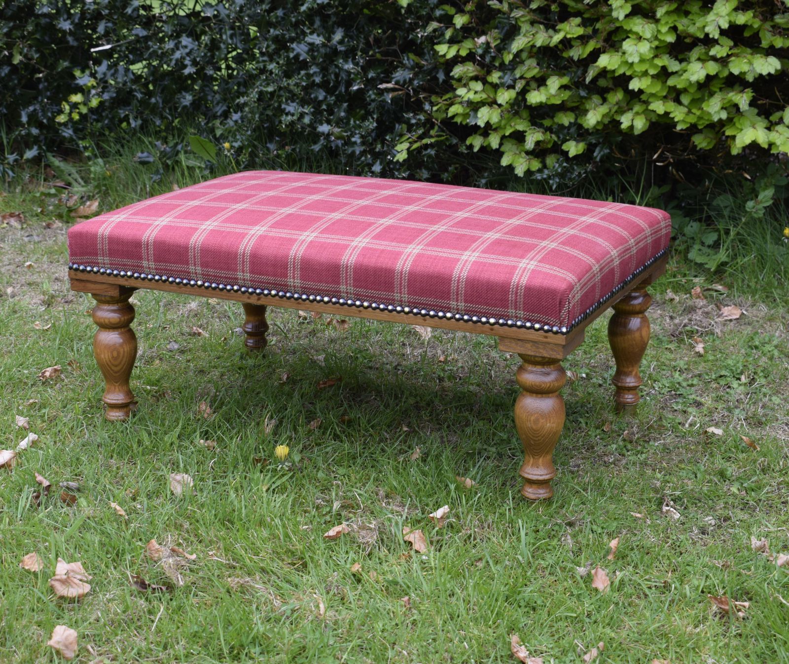 Large Oak Upholstered Stool, 1930s photo for sale
