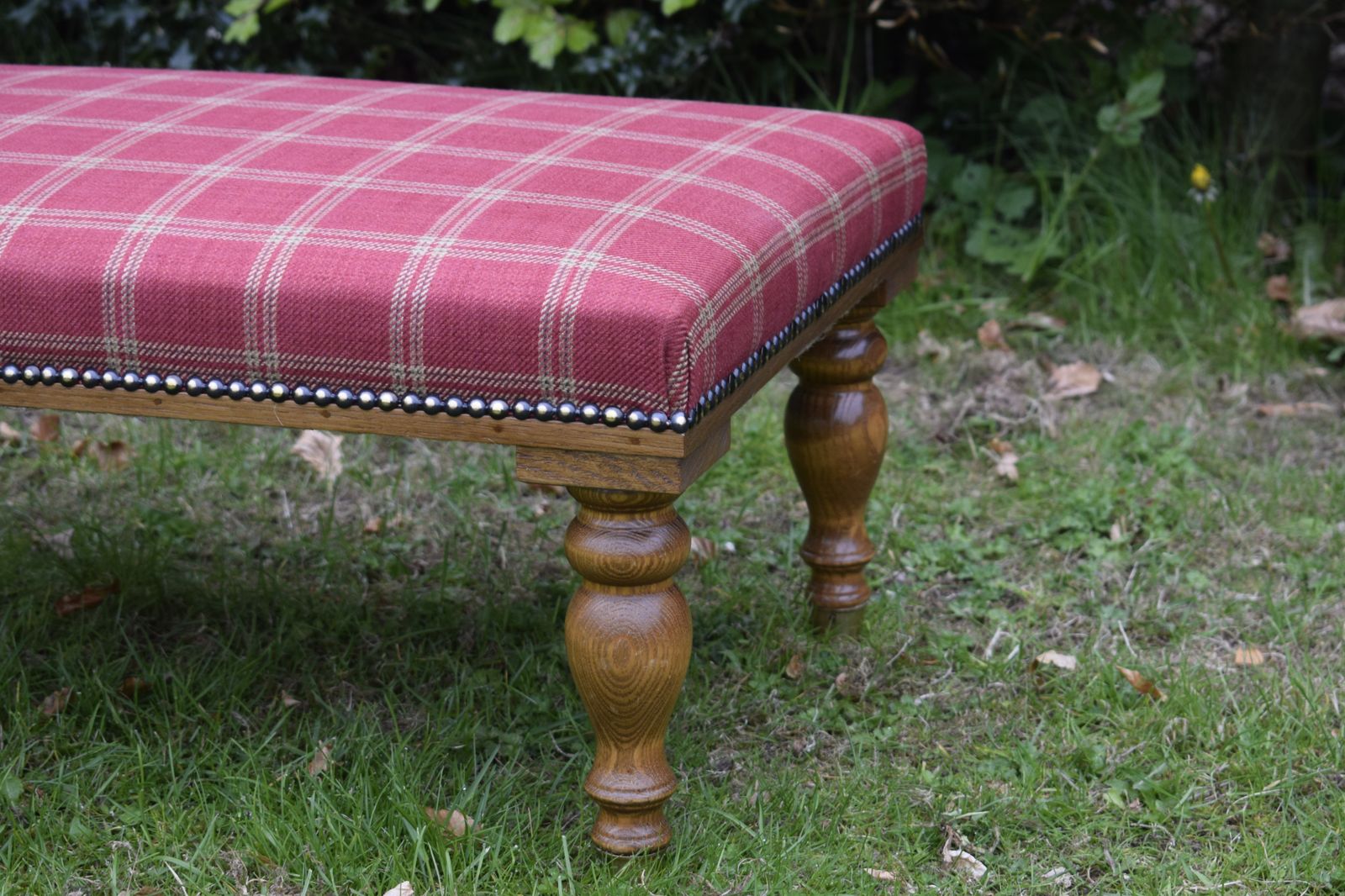 Large Oak Upholstered Stool, 1930s photo Furniture