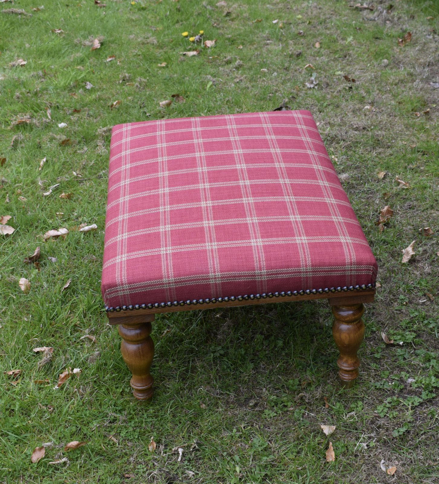 Large Oak Upholstered Stool, 1930s photo buy