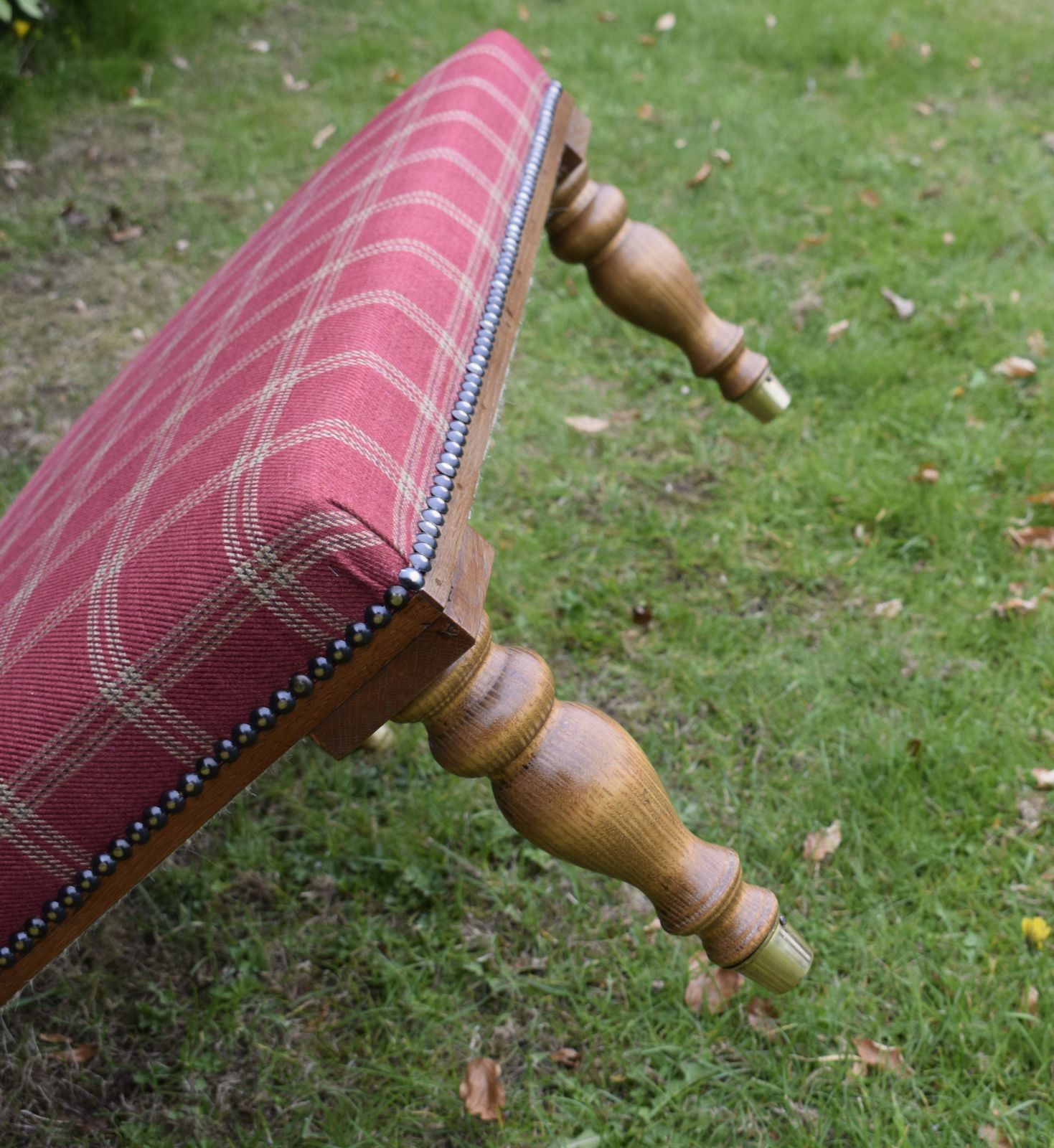 photo furniture Large Oak Upholstered Stool, 1930s