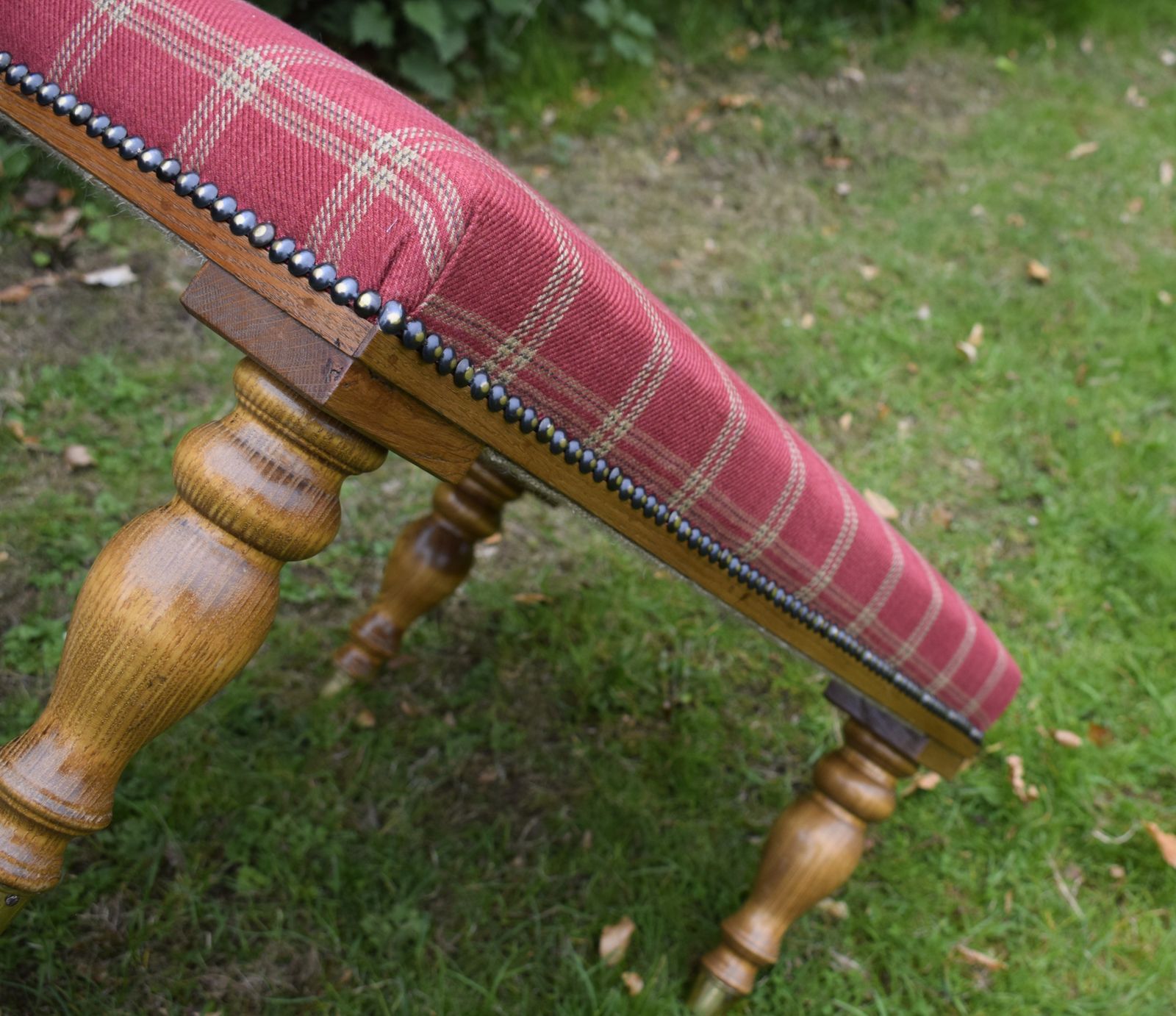 photo buy Large Oak Upholstered Stool, 1930s