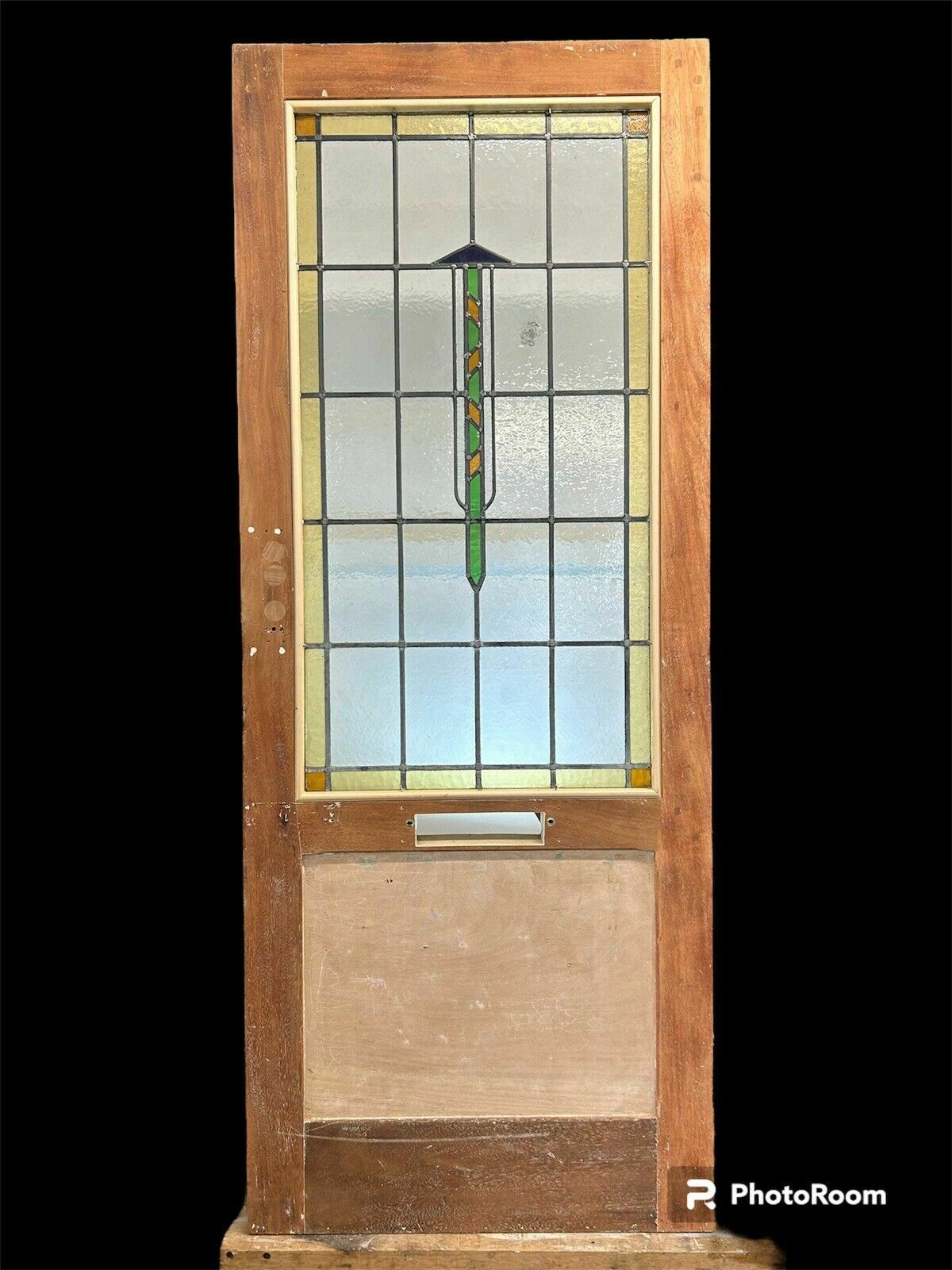 Art Deco Stained Glass Front Door Period Old Reclaimed Antique 20 30 Wood Leaded photo buy