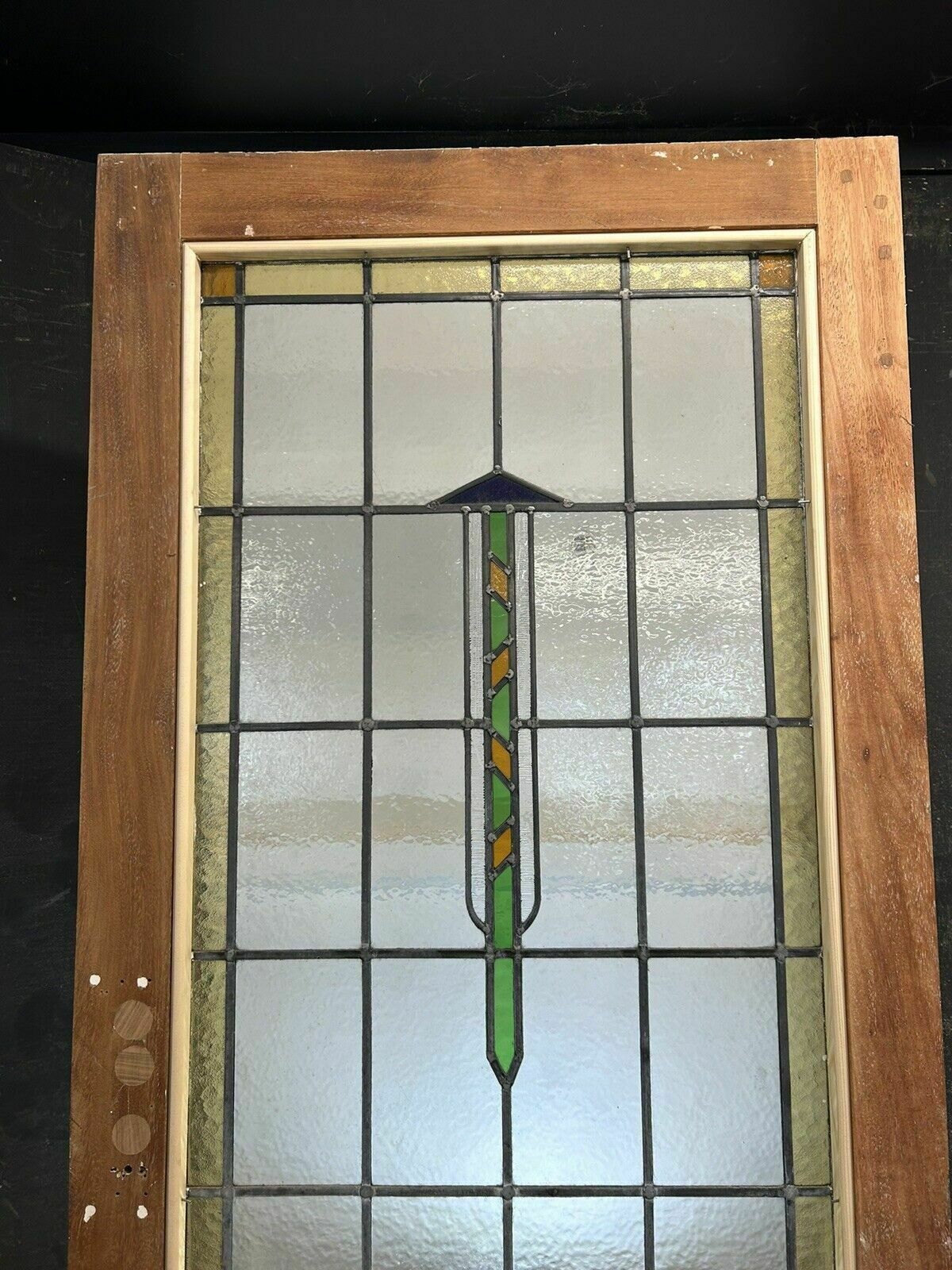 Art Deco Stained Glass Front Door Period Old Reclaimed Antique 20 30 Wood Leaded photo vintage