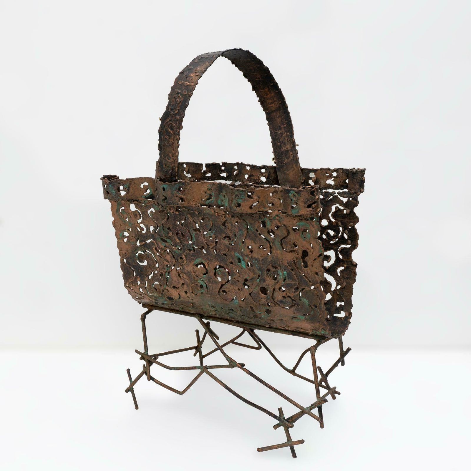 Attributed To Marsura '70s Italian Brutalist Wrought Iron Magazine Rack photo furniture