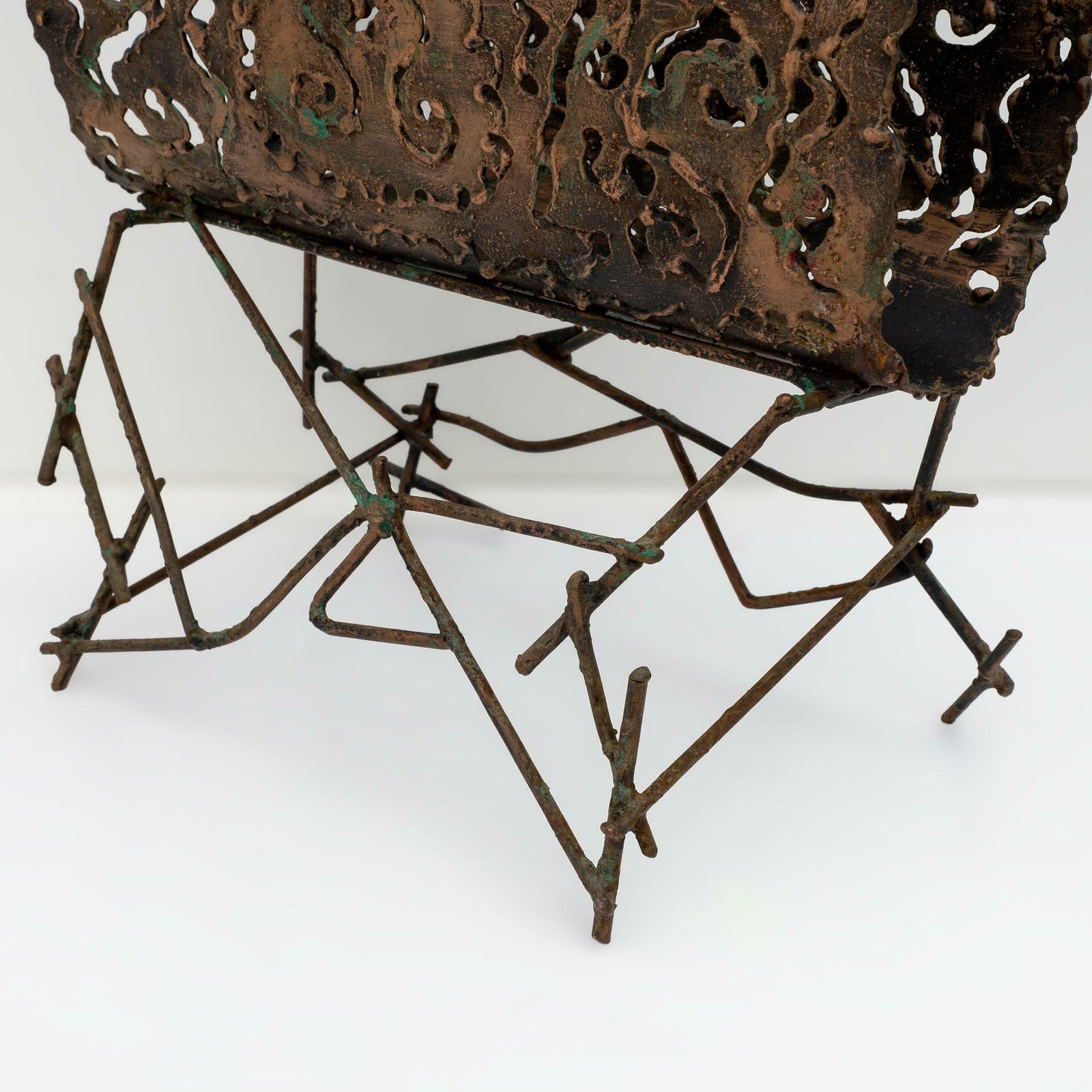 Attributed To Marsura '70s Italian Brutalist Wrought Iron Magazine Rack photo vinterior