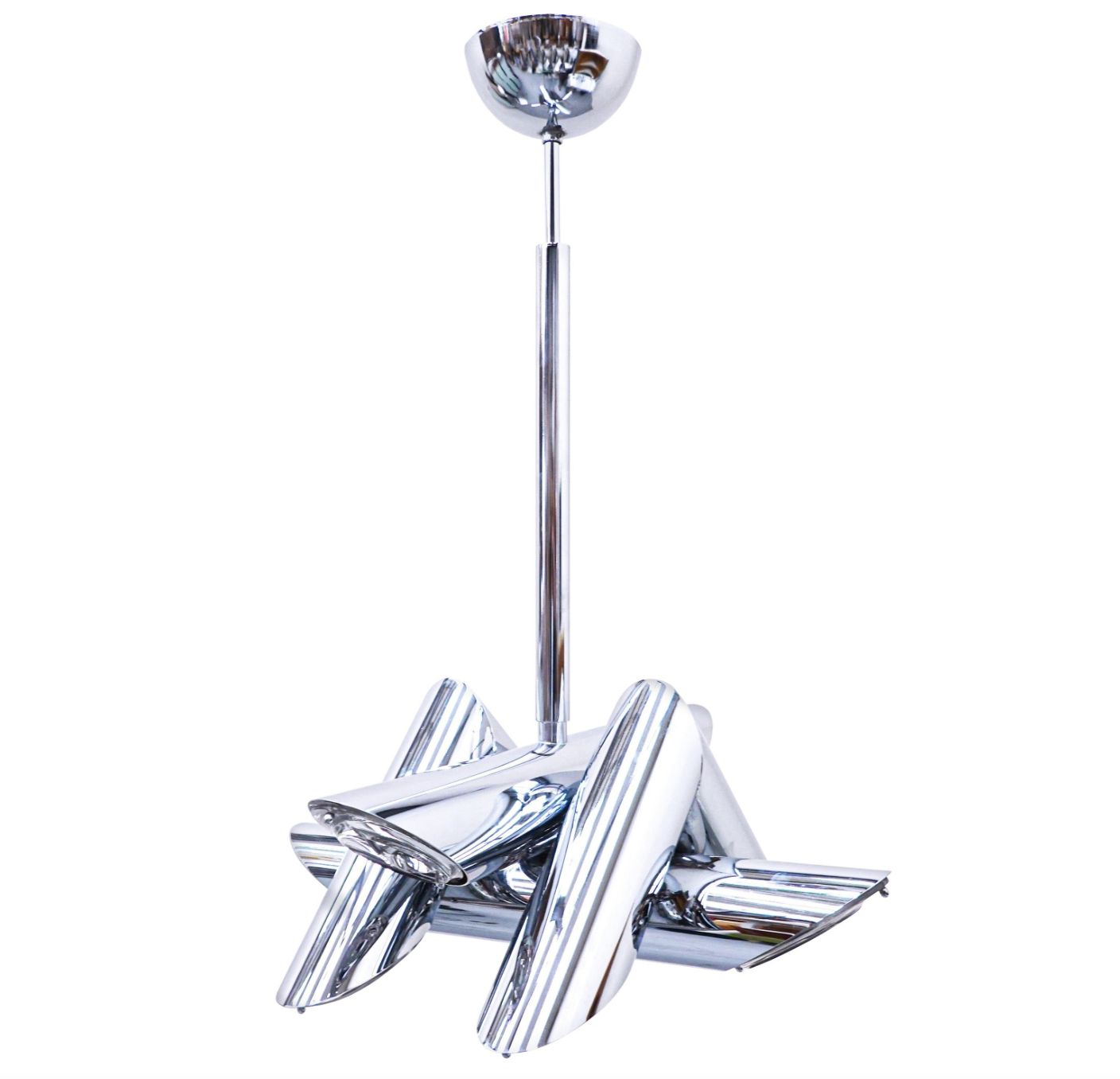 Mid Century Modern Italian Metal Suspension In The Style Of Gaetano Sciolari
