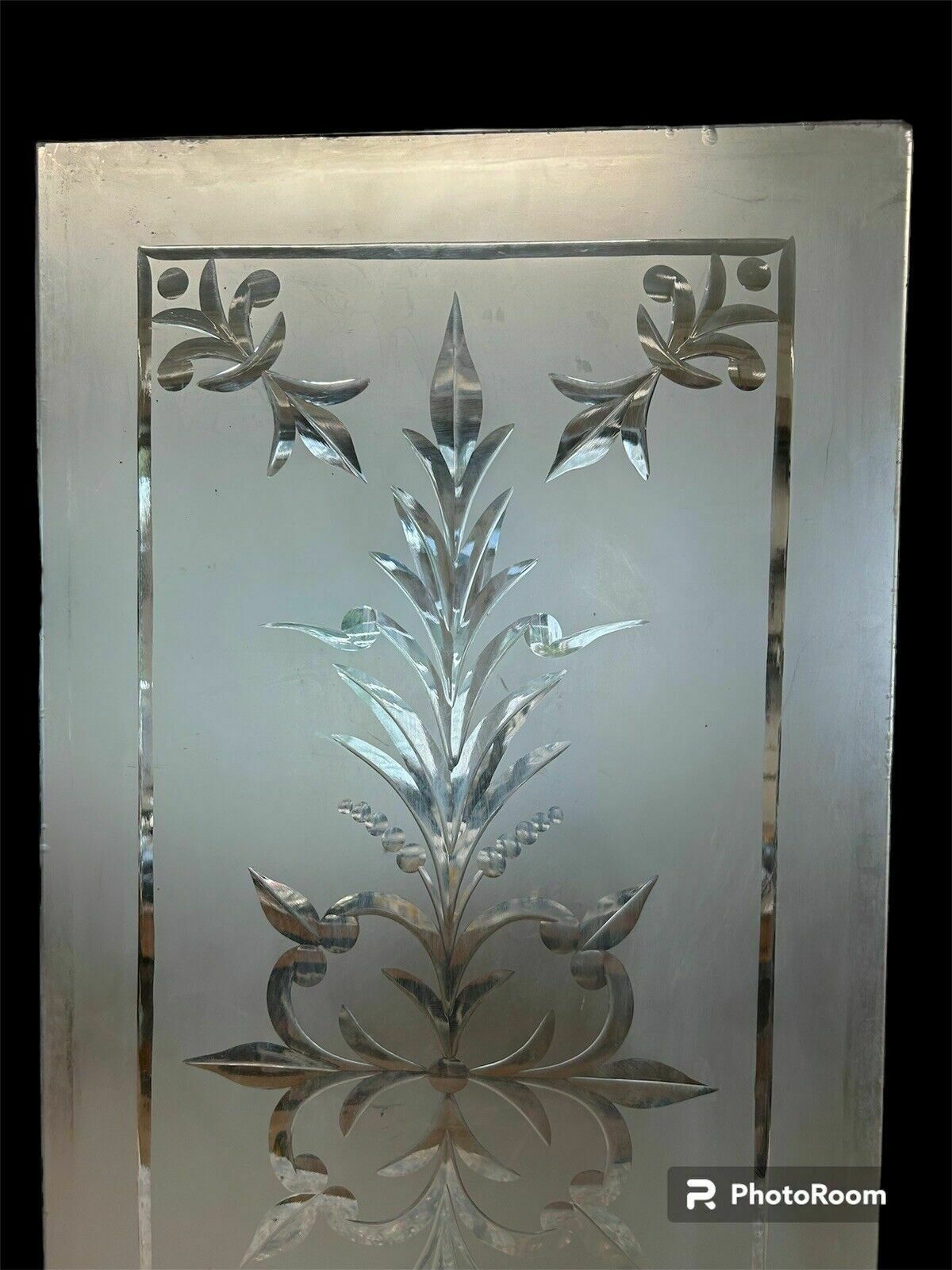 Acid Etched Glass Window Panel Fanlight Brilliant Cut Reclaimed Period Antique photo furniture