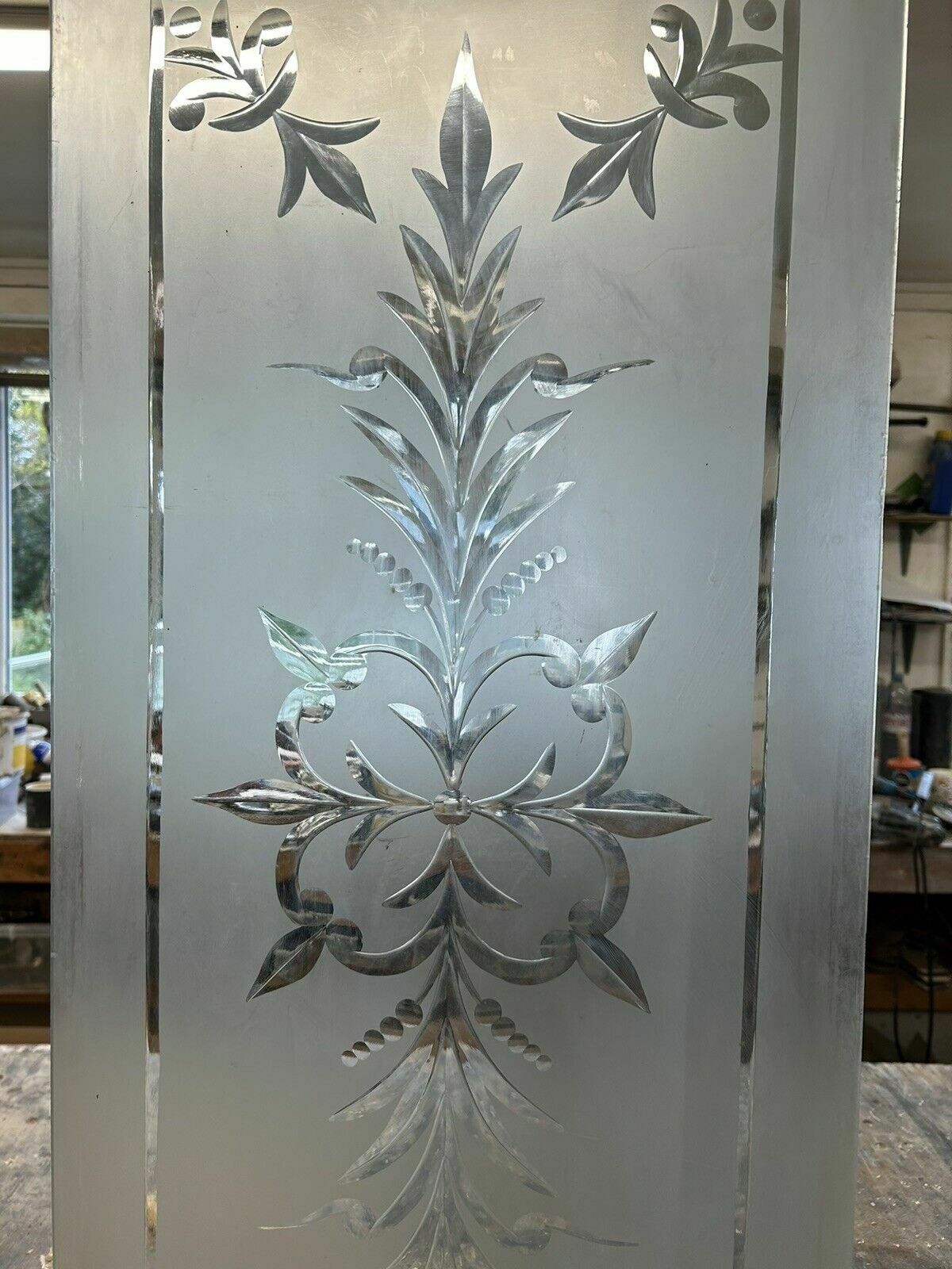 Acid Etched Glass Window Panel Fanlight Brilliant Cut Reclaimed Period Antique photo Home Fixtures