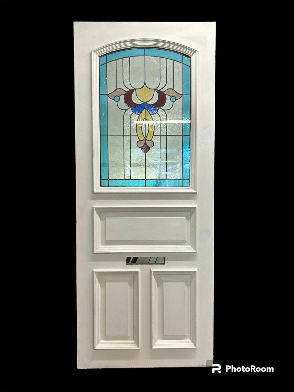 Edwardian Stained Glass Front Door Antique Period Hardwood Reclaimed Old Leaded