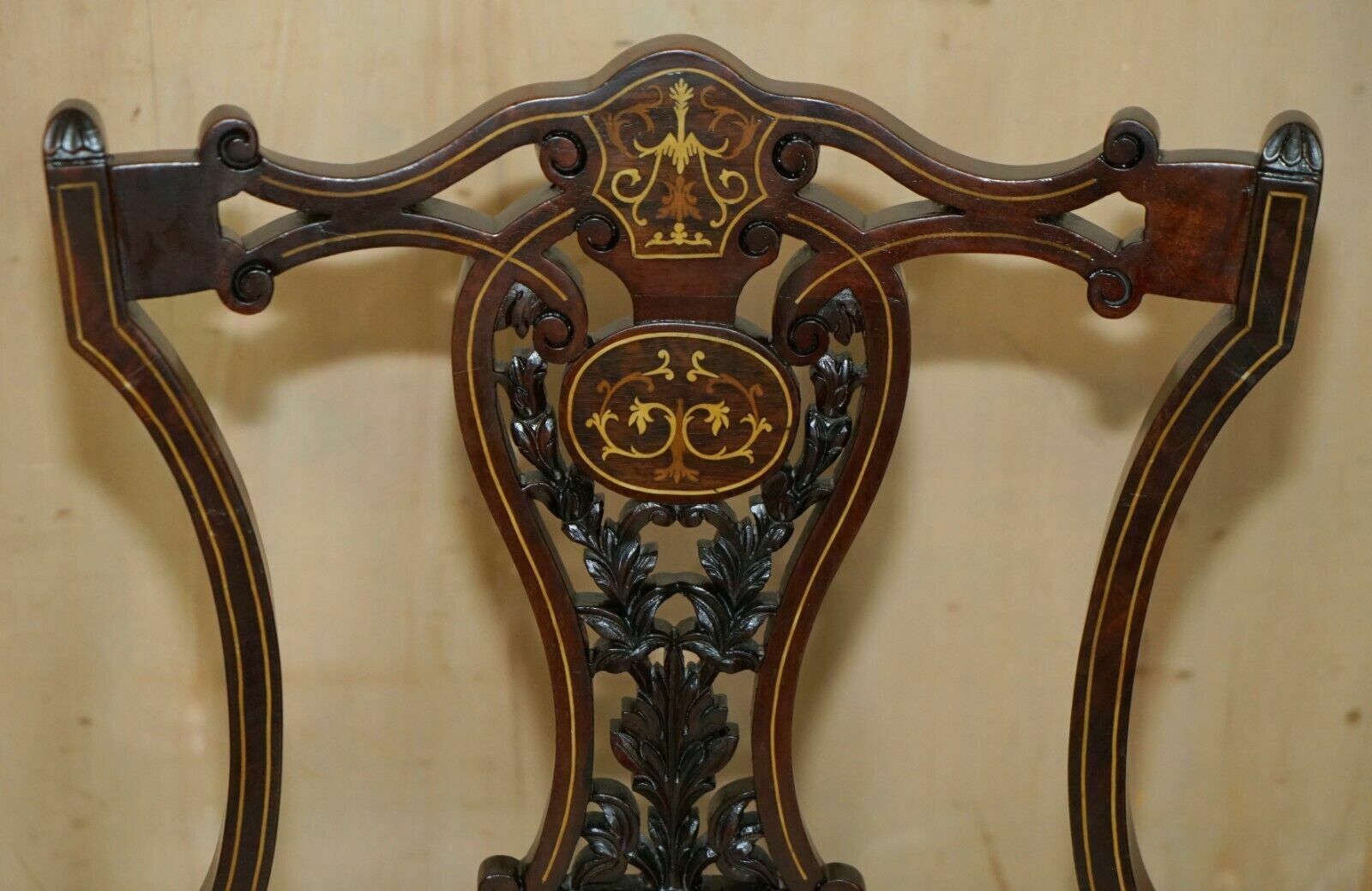 Antique Victorian Rosewood Salon Nursing Chair With Stunning Inlaid Back Panel photo Furniture