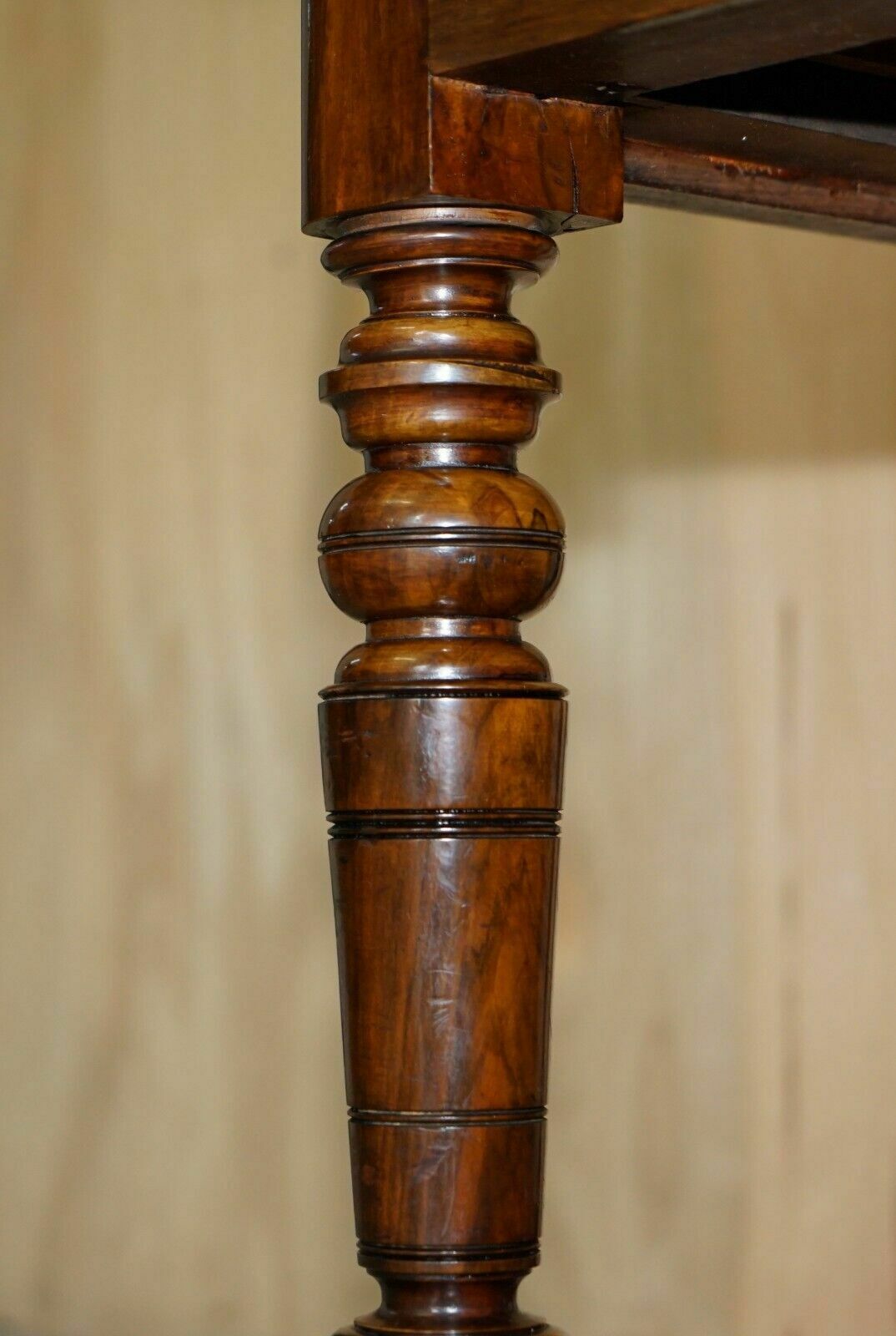 Stunning Antique Victorian Mahogany & Burr Walnut Centre Table Or Small Desk photo vinterior