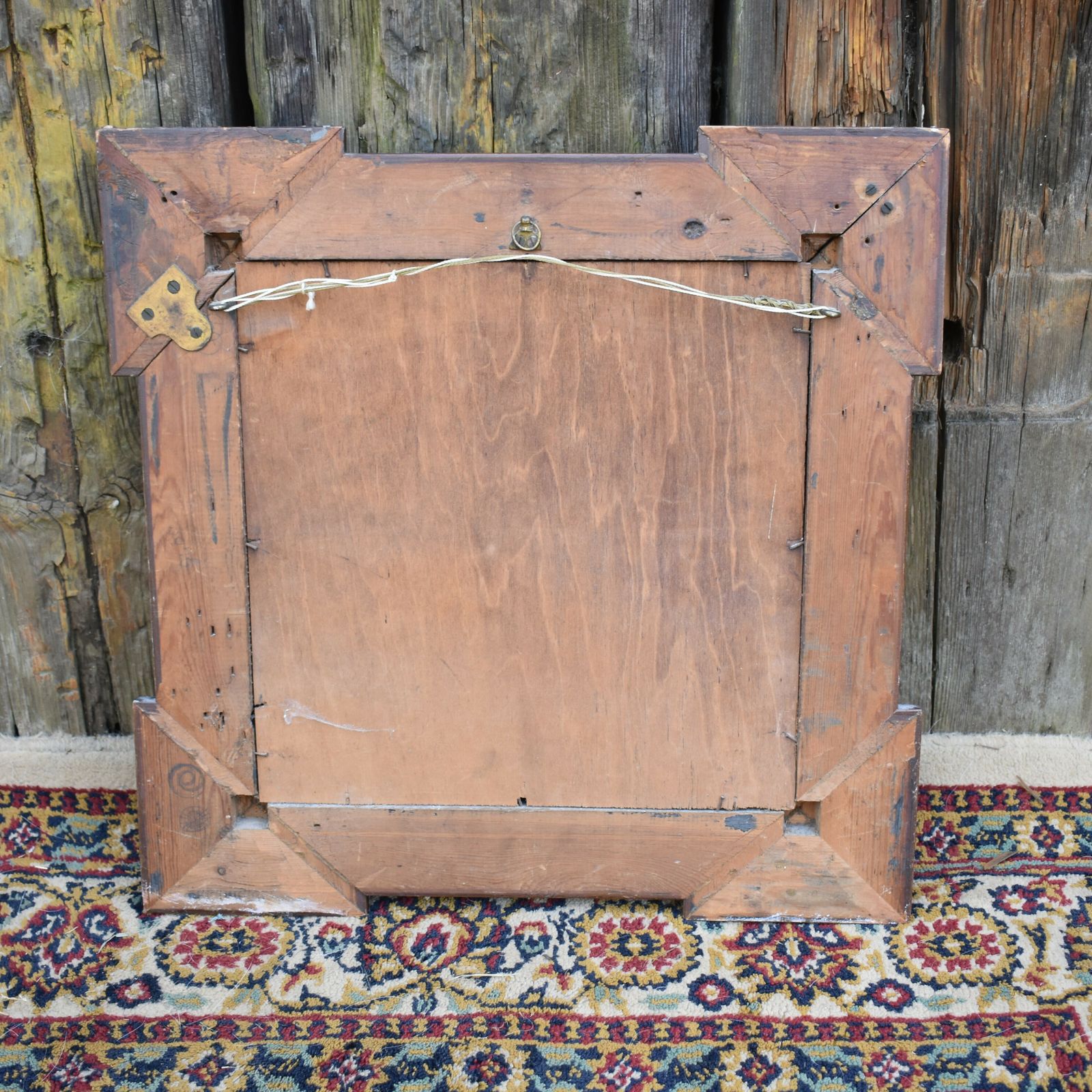 photo for sale Antique 19th Century Fine Detail Oak And Ormolu Carved Mount Beveled Wall Mirror