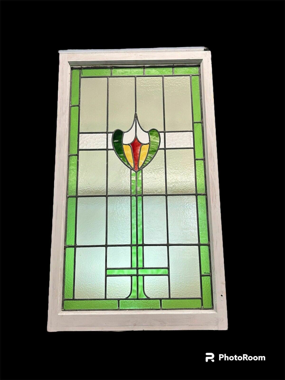 Home Fixtures Victorian Stained Glass Window Panel Old Leaded Antique Reclaimed Refurbished photo