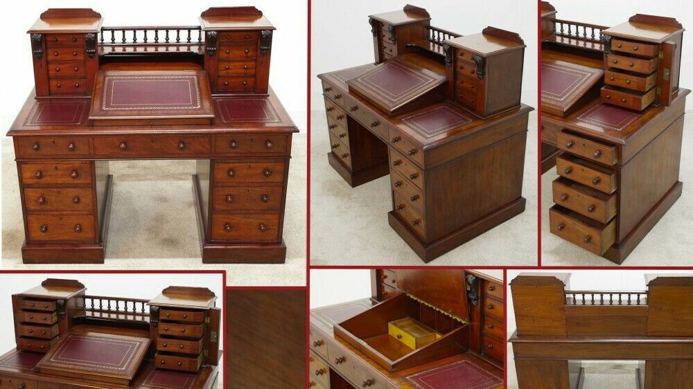 Victorian Charles Dickens Desk Mahogany Writing Table 1880