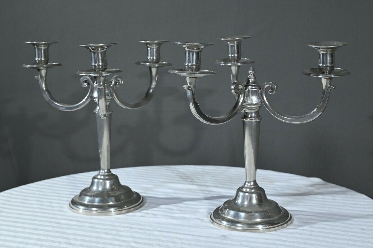 Pair Of “Le Lingot” Candelabra In Pewter – Mid 20th Century photo for sale