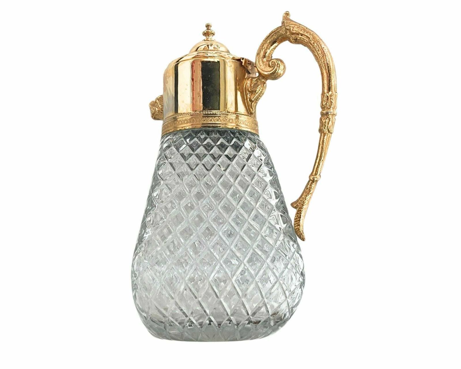 Gold Decanter Jug | Lions Mouth Opening For Water | 1950 1970s photo for sale