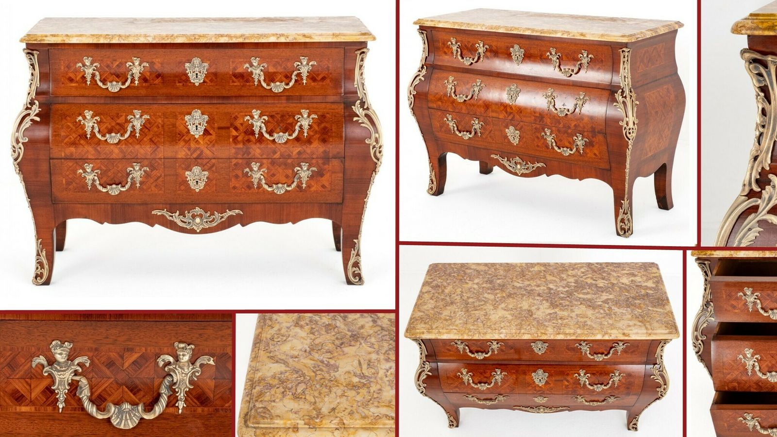 Louis XVI Bombe Commode Antique French Chest Drawers 1900
