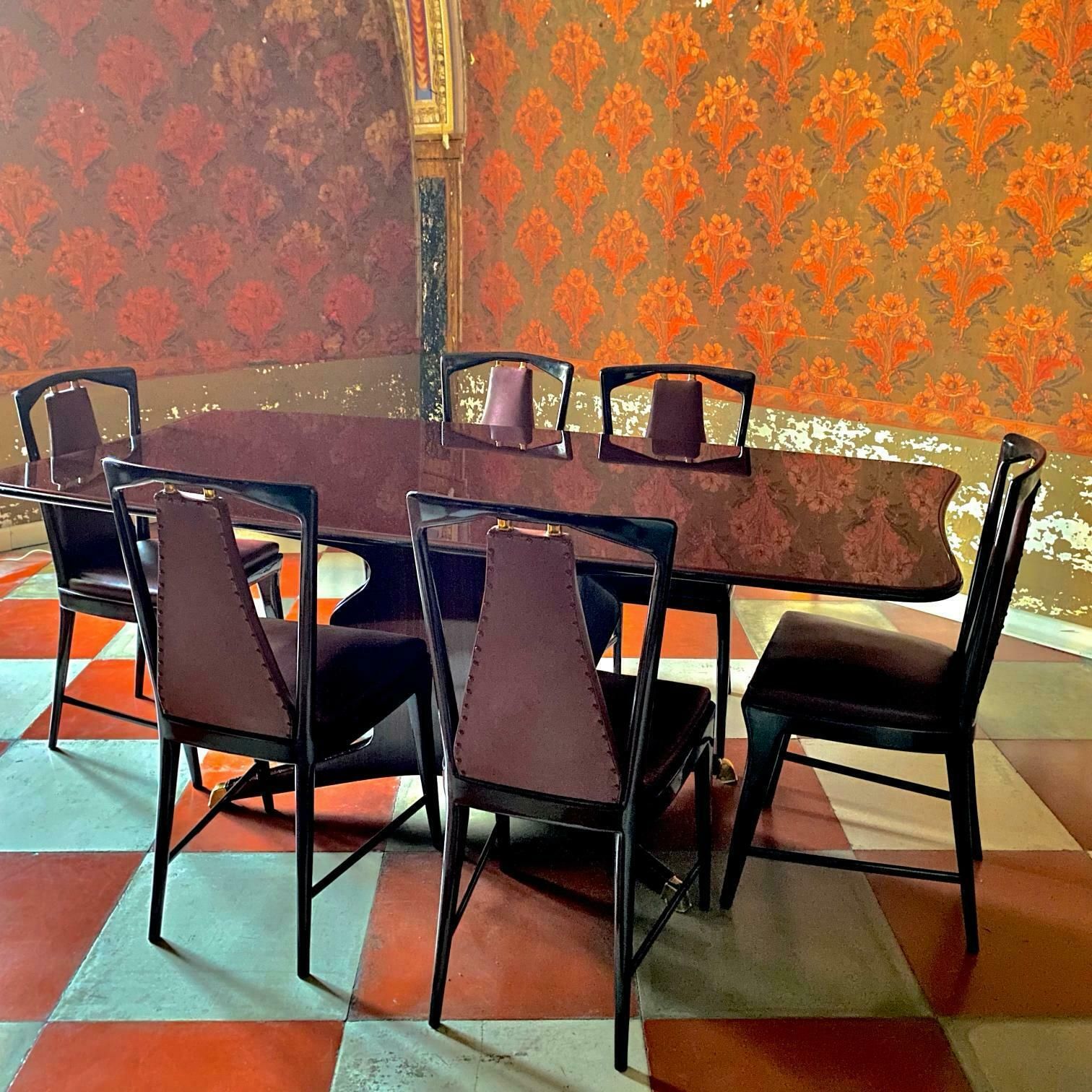 Italian Midcentury Modern Mahogany And Rosewood Dining Set, Osvaldo Borsani For Atelier Borsani Varedo, Italy 1950 photo 11000.0