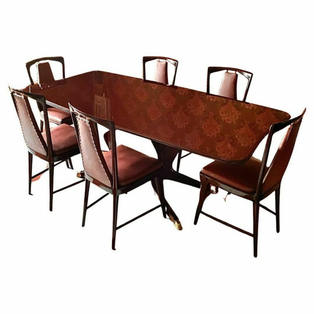 Italian Midcentury Modern Mahogany And Rosewood Dining Set, Osvaldo Borsani For Atelier Borsani Varedo, Italy 1950