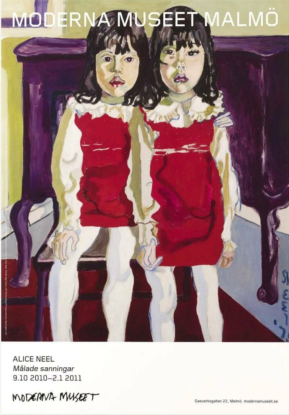Original Alice Neel Exhibition Poster   The De Vegh Twins   Authentic Museum Print