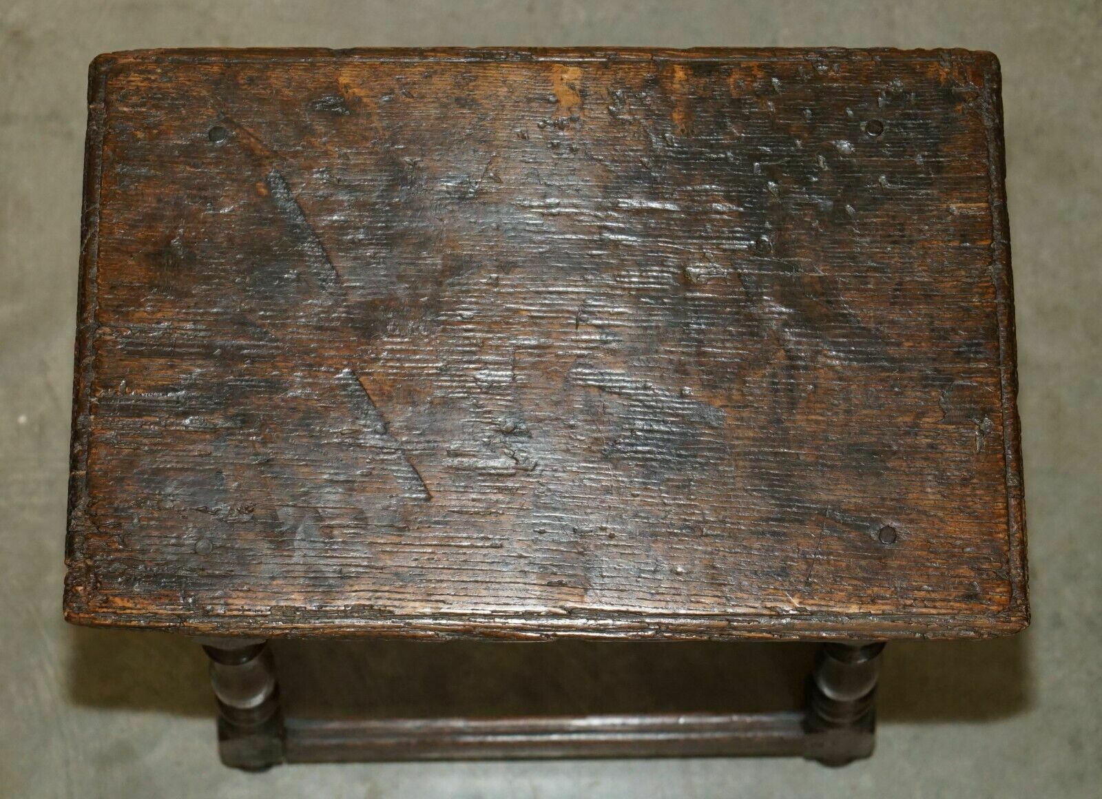 17th Century Antique English Oak Side End Lamp Wine Table Lovely Patinated Top photo Furniture