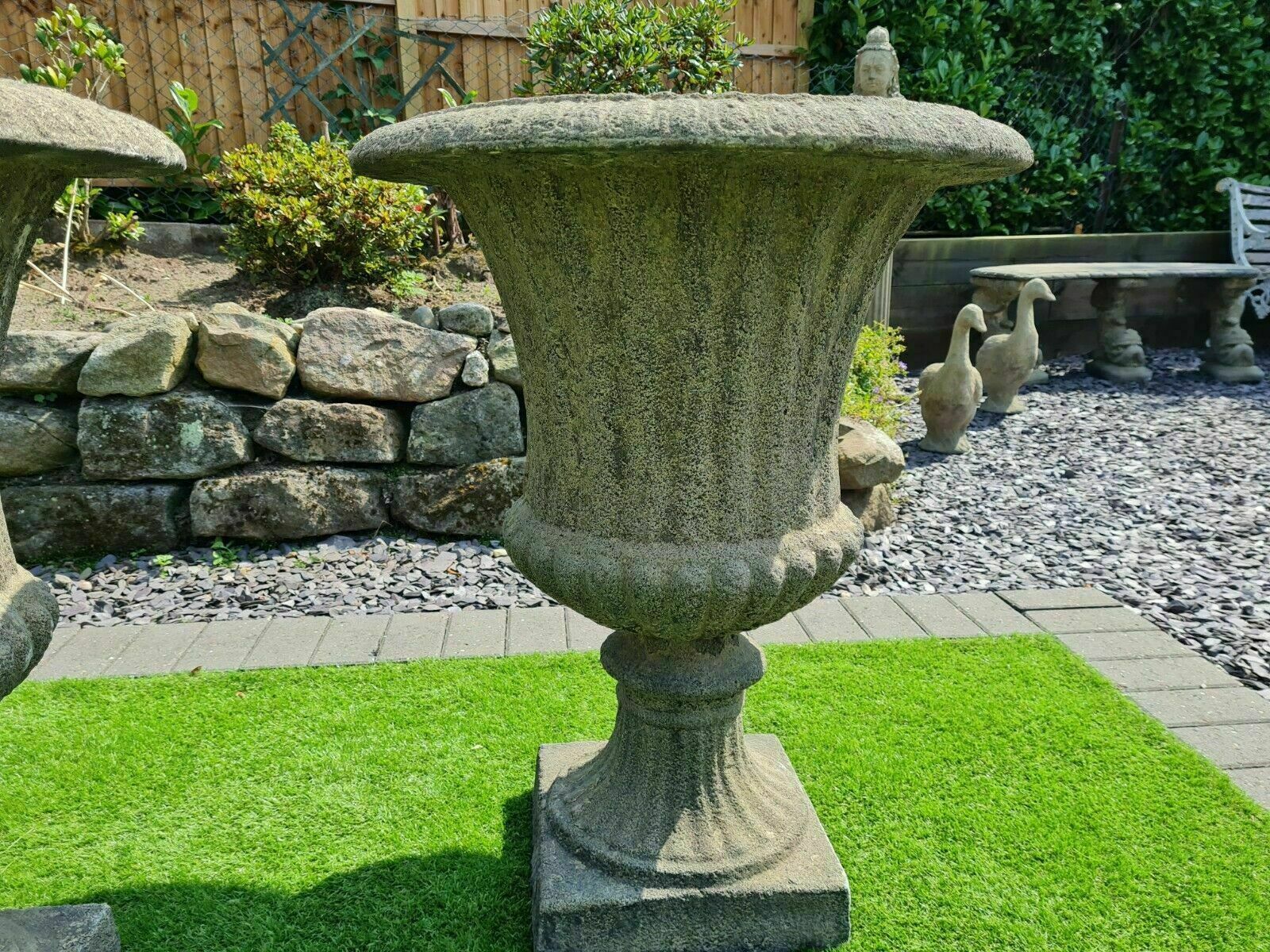 Vintage Style Heathfield Urns Deep Planters English Stone 0081. photo for sale