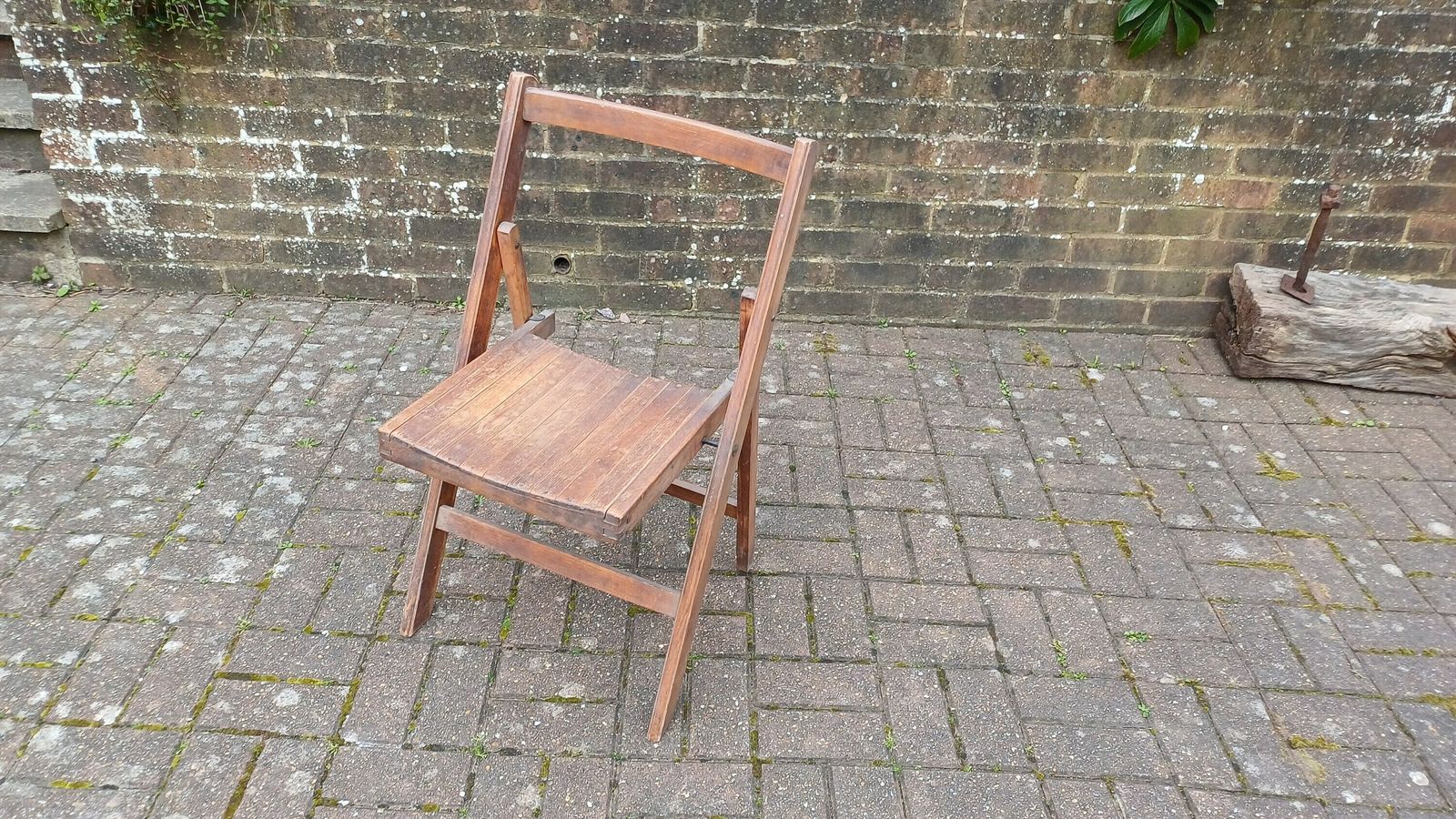 Pre War Vintage Solid Beech Folding Chair Inside Or Garden