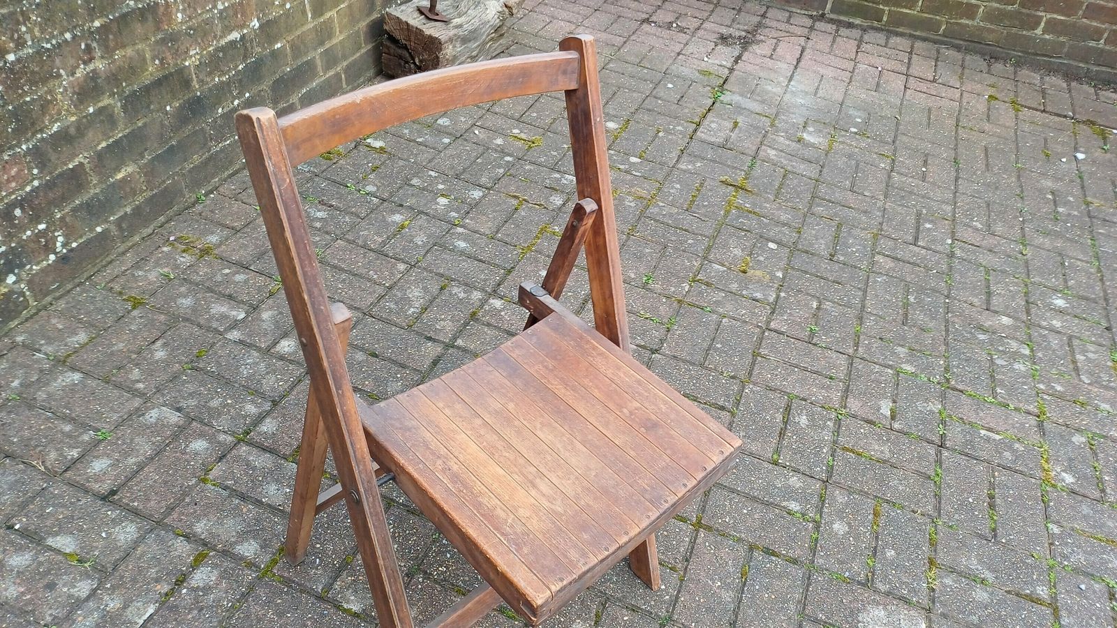 Pre War Vintage Solid Beech Folding Chair Inside Or Garden photo for sale